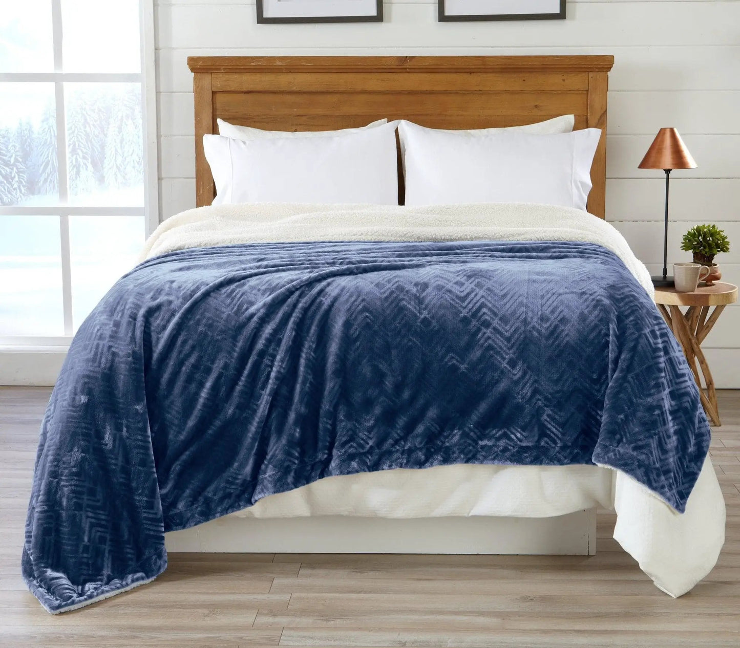 Velvet Plush Sherpa Luxury Bed Blanket - Cielo Collection from PriceLows™