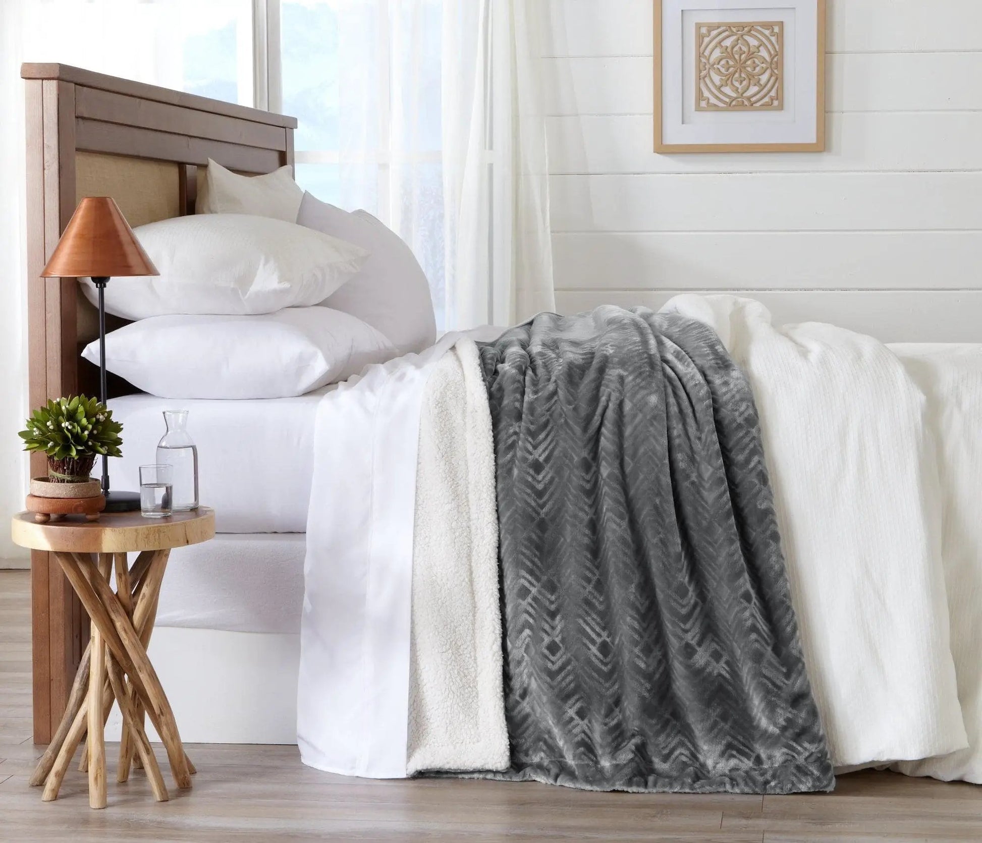 Velvet Plush Sherpa Luxury Bed Blanket - Cielo Collection from PriceLows™
