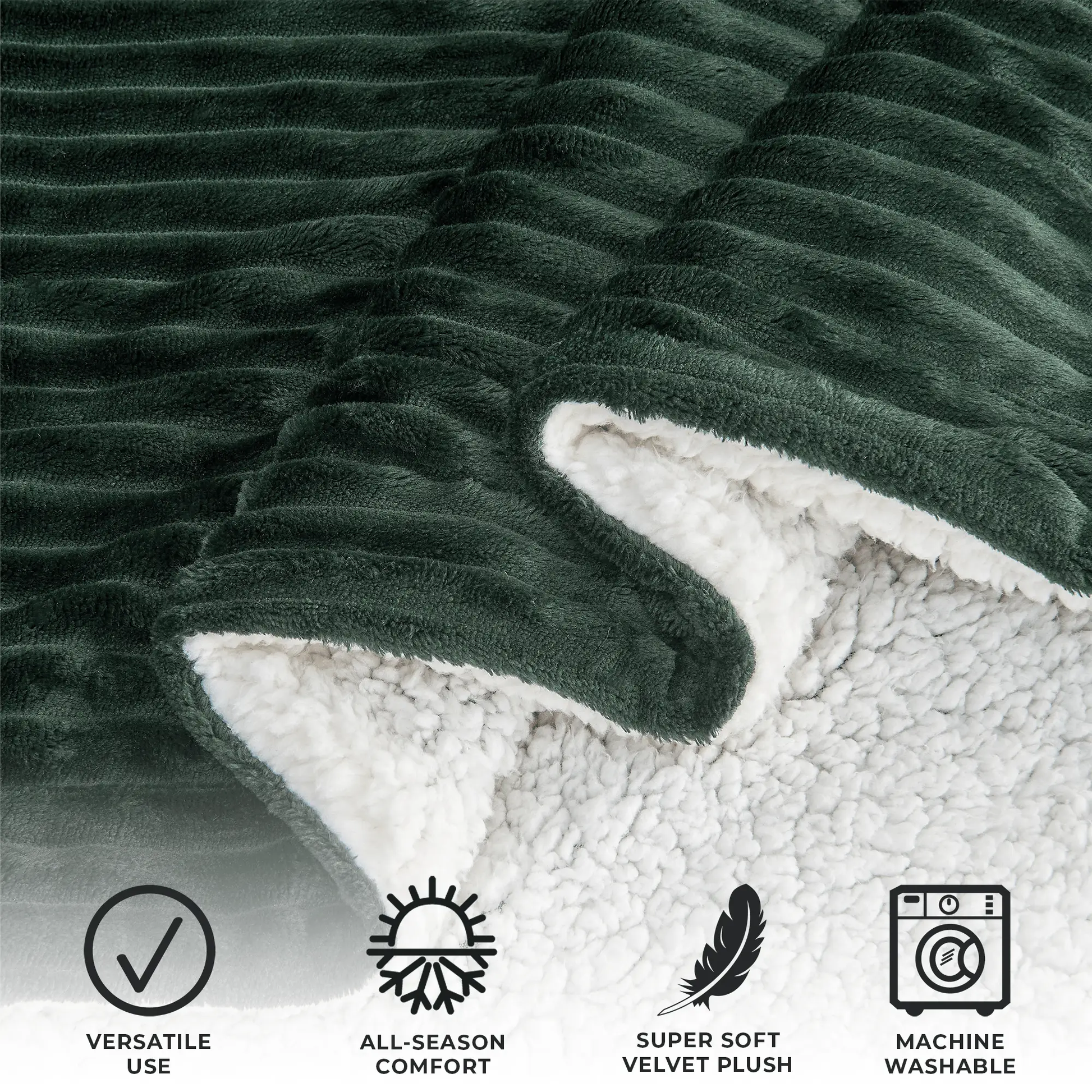 Ribbed Sherpa Throw Blanket - Corduroy Collection from PriceLows™