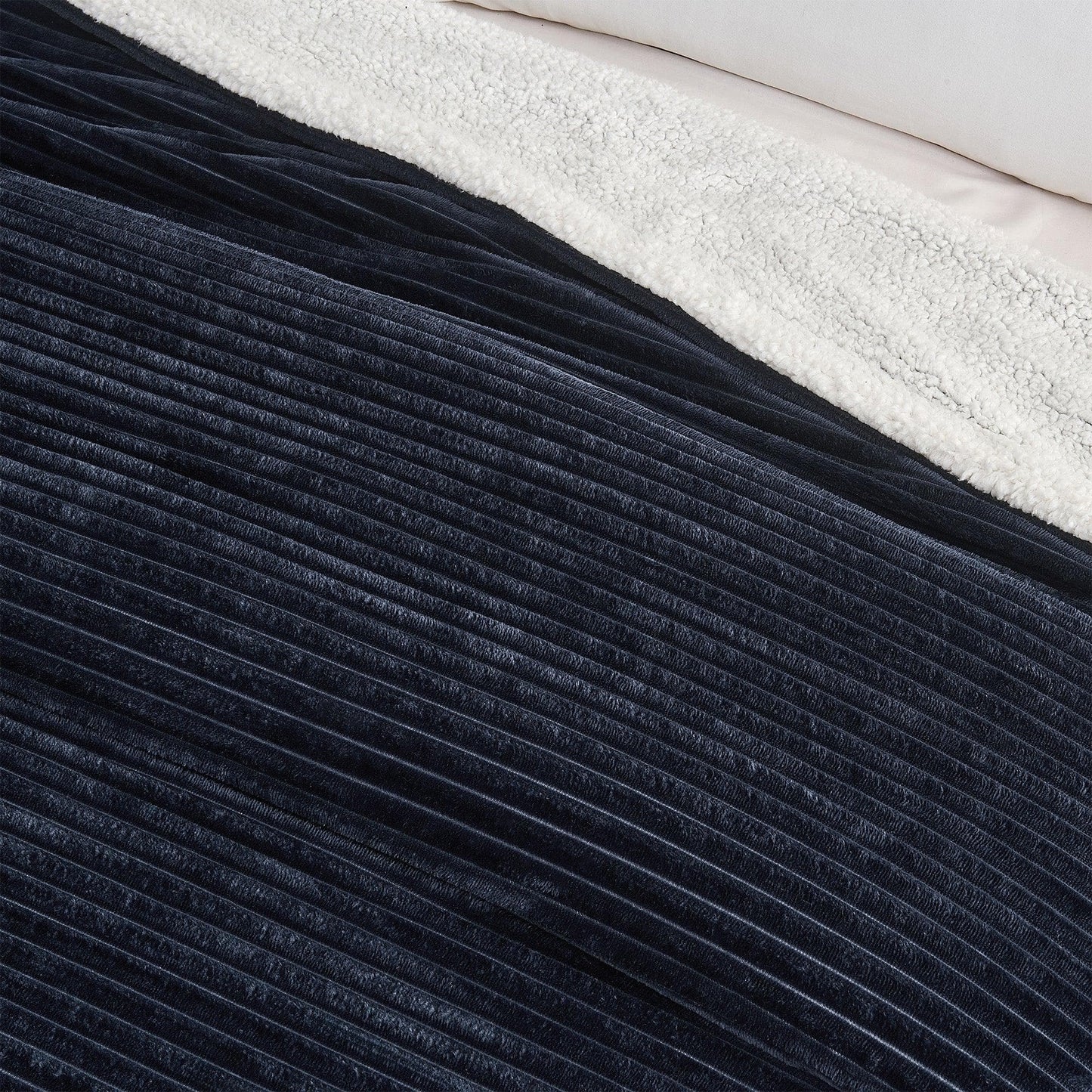 Ribbed Sherpa Throw Blanket - Corduroy Collection from PriceLows™