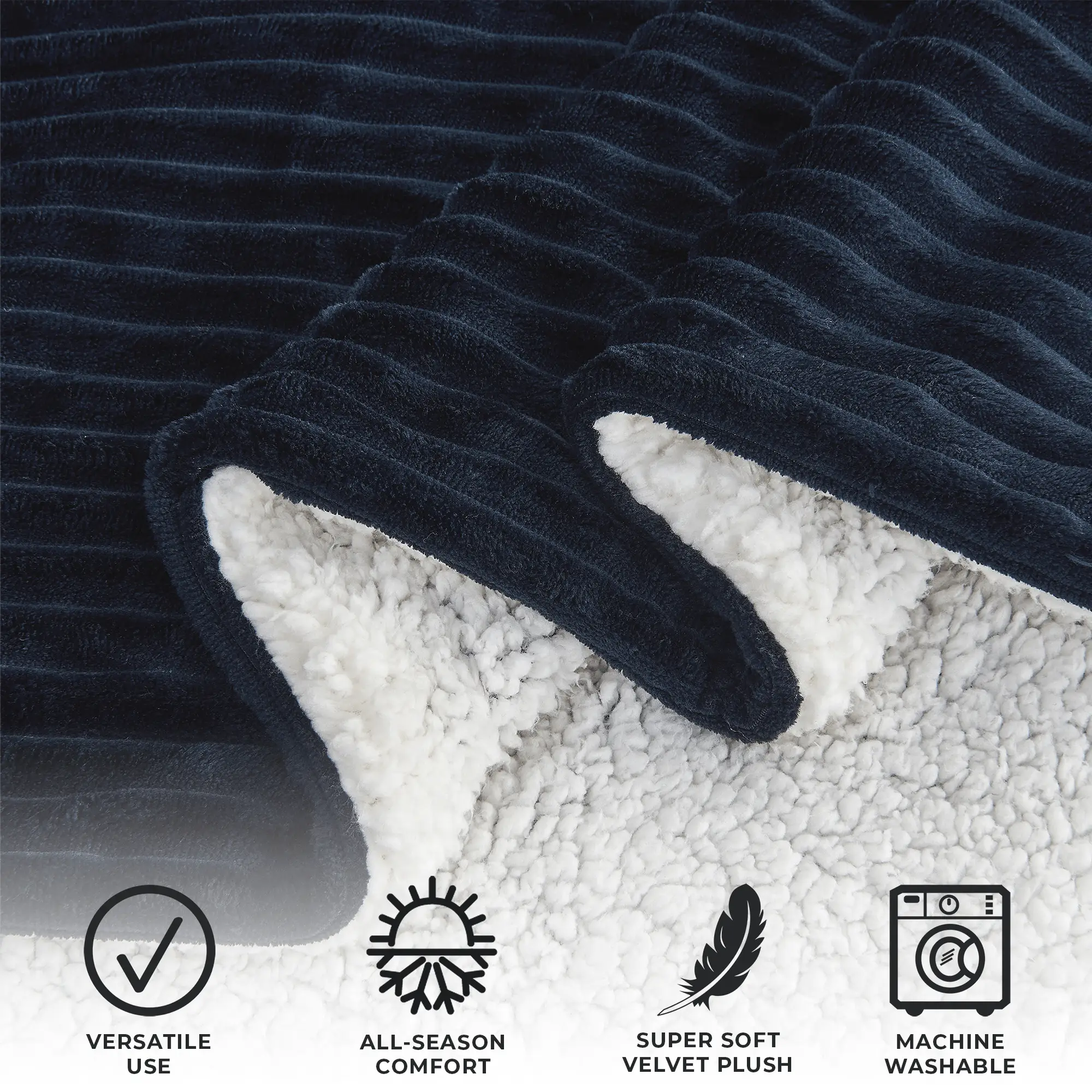 Ribbed Sherpa Throw Blanket - Corduroy Collection from PriceLows™
