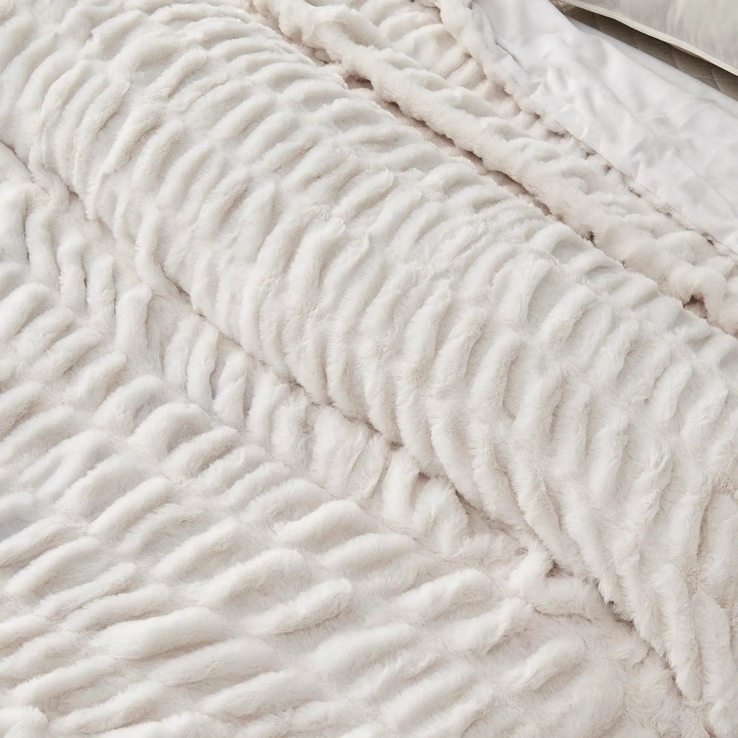 Ruched Faux Fur Throw Blanket - Alondra Collection from PriceLows™