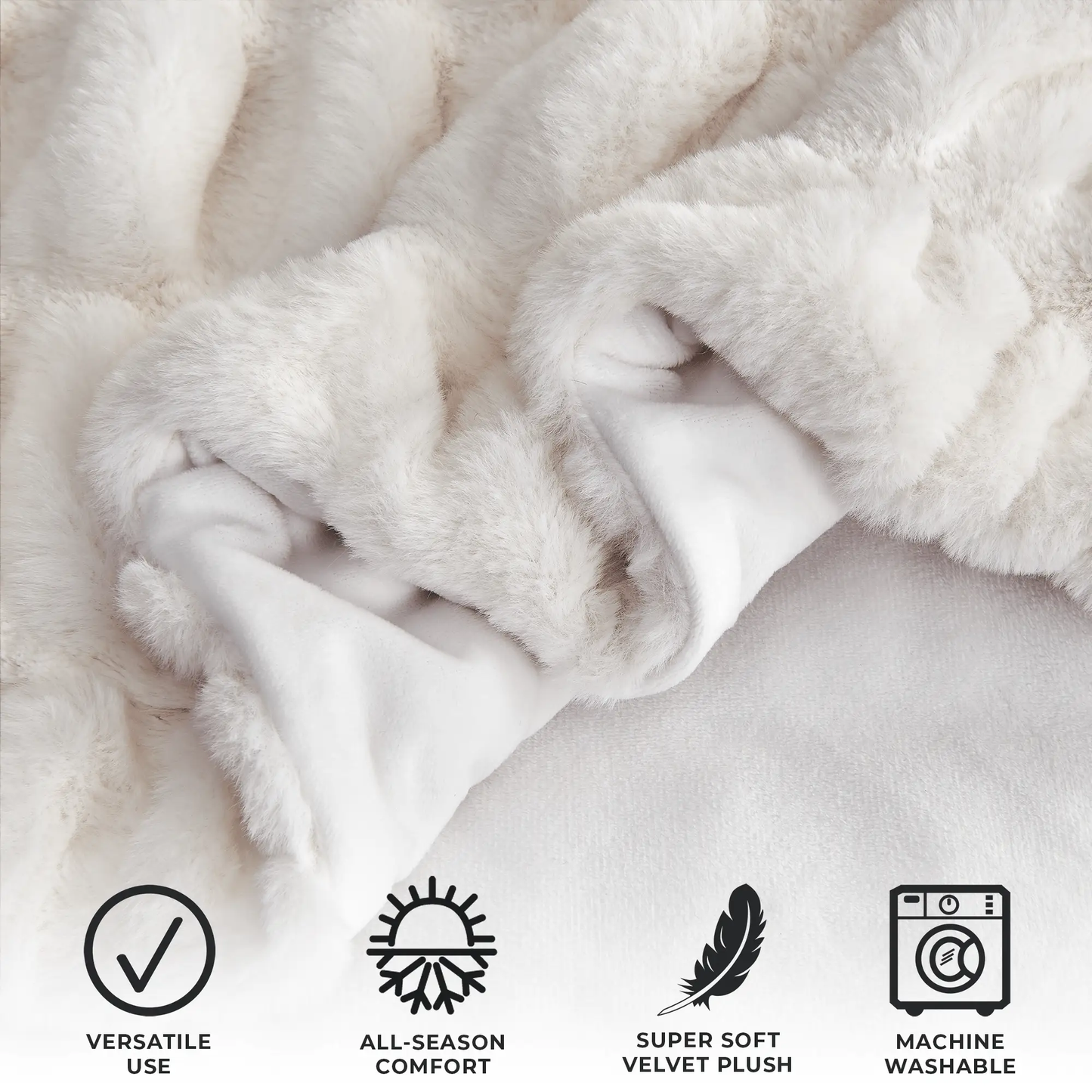 Ruched Faux Fur Throw Blanket - Alondra Collection from PriceLows™