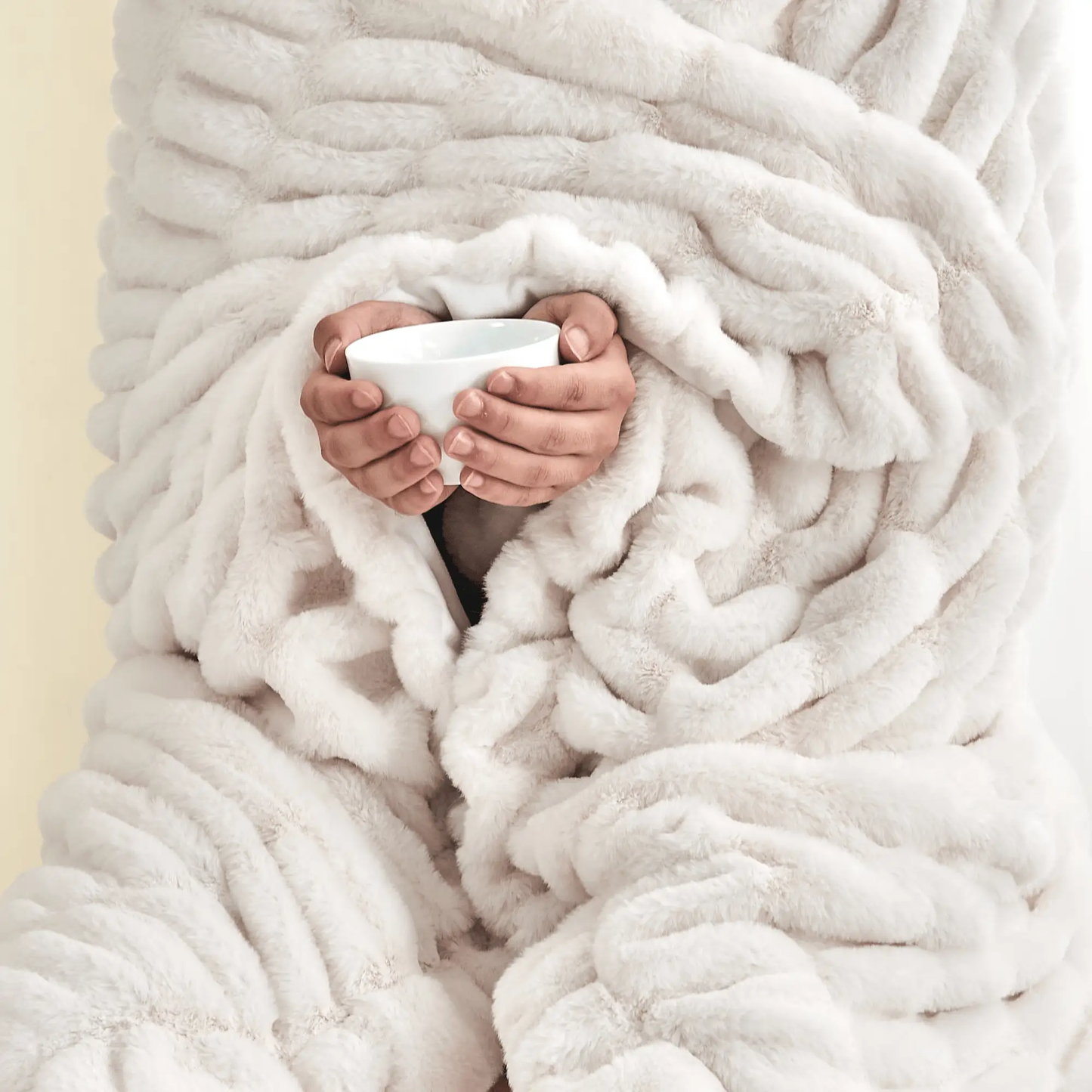 Ruched Faux Fur Throw Blanket - Alondra Collection from PriceLows™