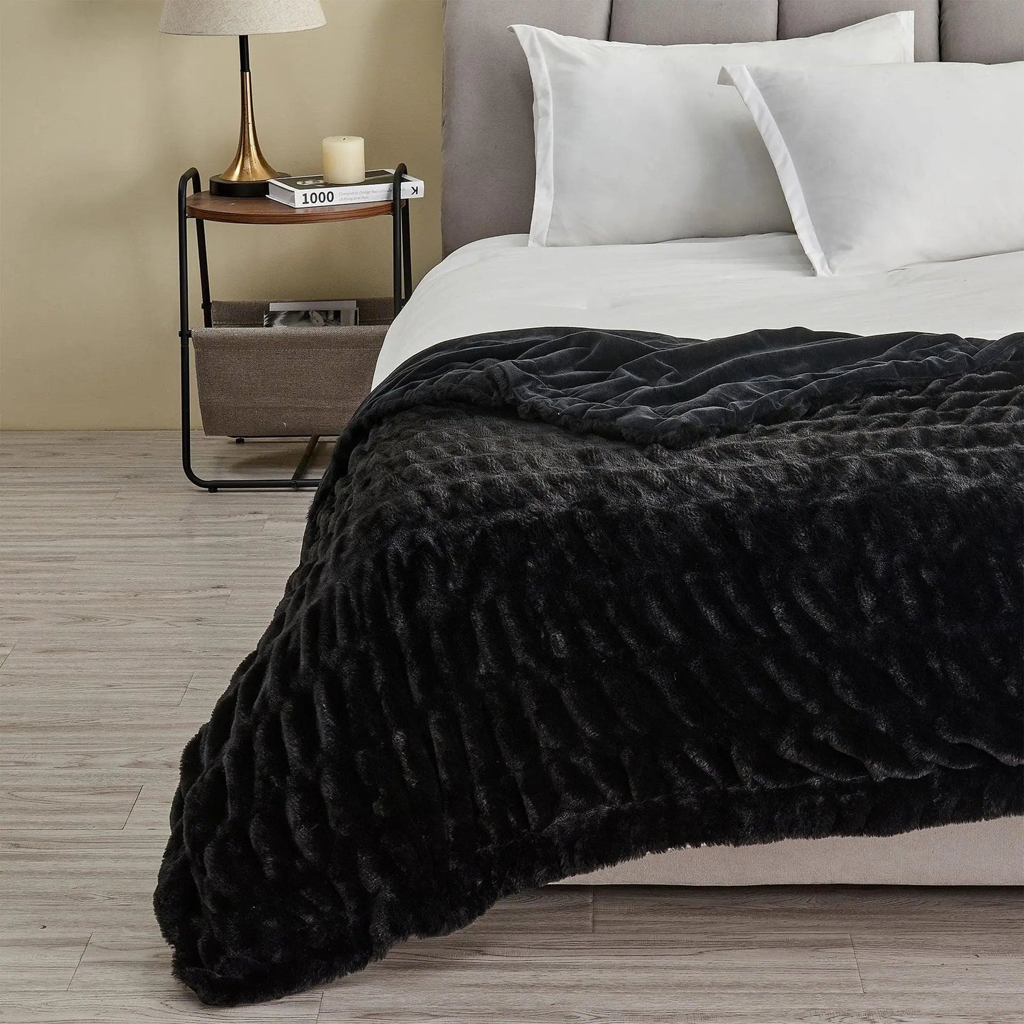 Ruched Faux Fur Throw Blanket - Alondra Collection from PriceLows™