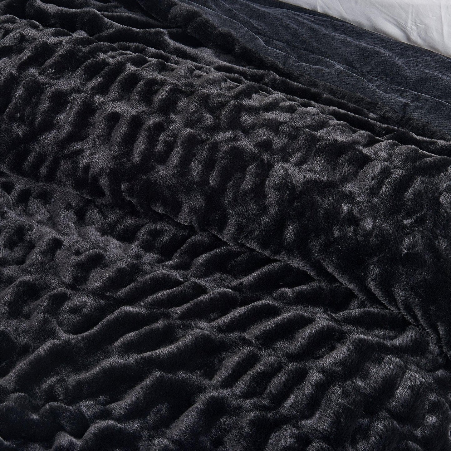 Ruched Faux Fur Throw Blanket - Alondra Collection from PriceLows™