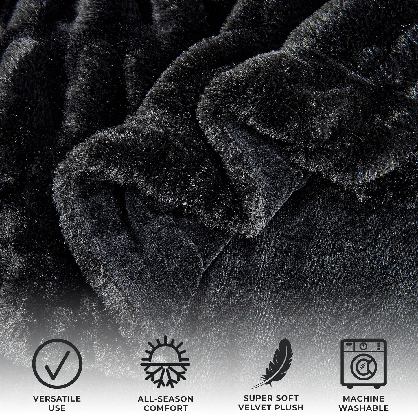 Ruched Faux Fur Throw Blanket - Alondra Collection from PriceLows™