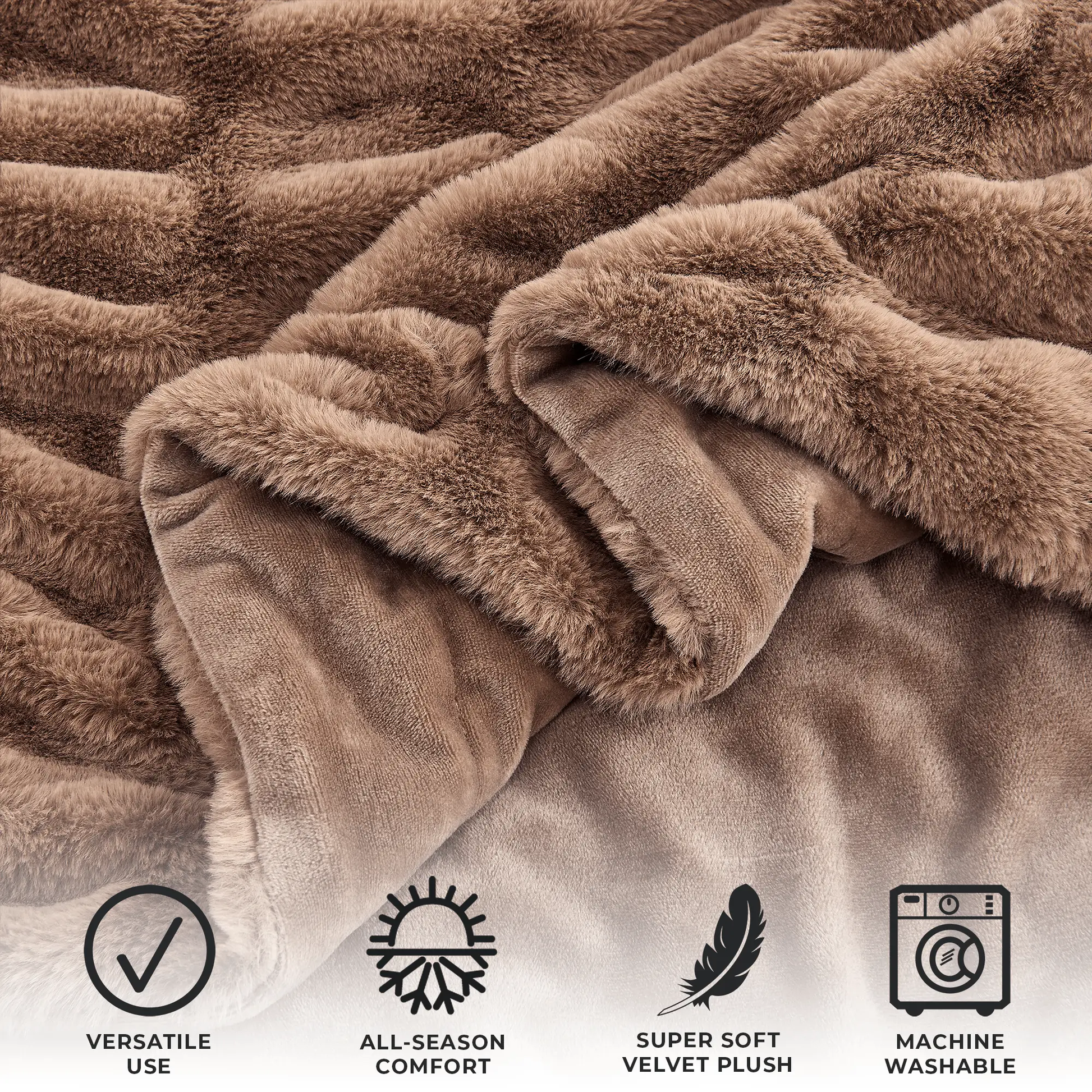 Ruched Faux Fur Throw Blanket - Alondra Collection from PriceLows™