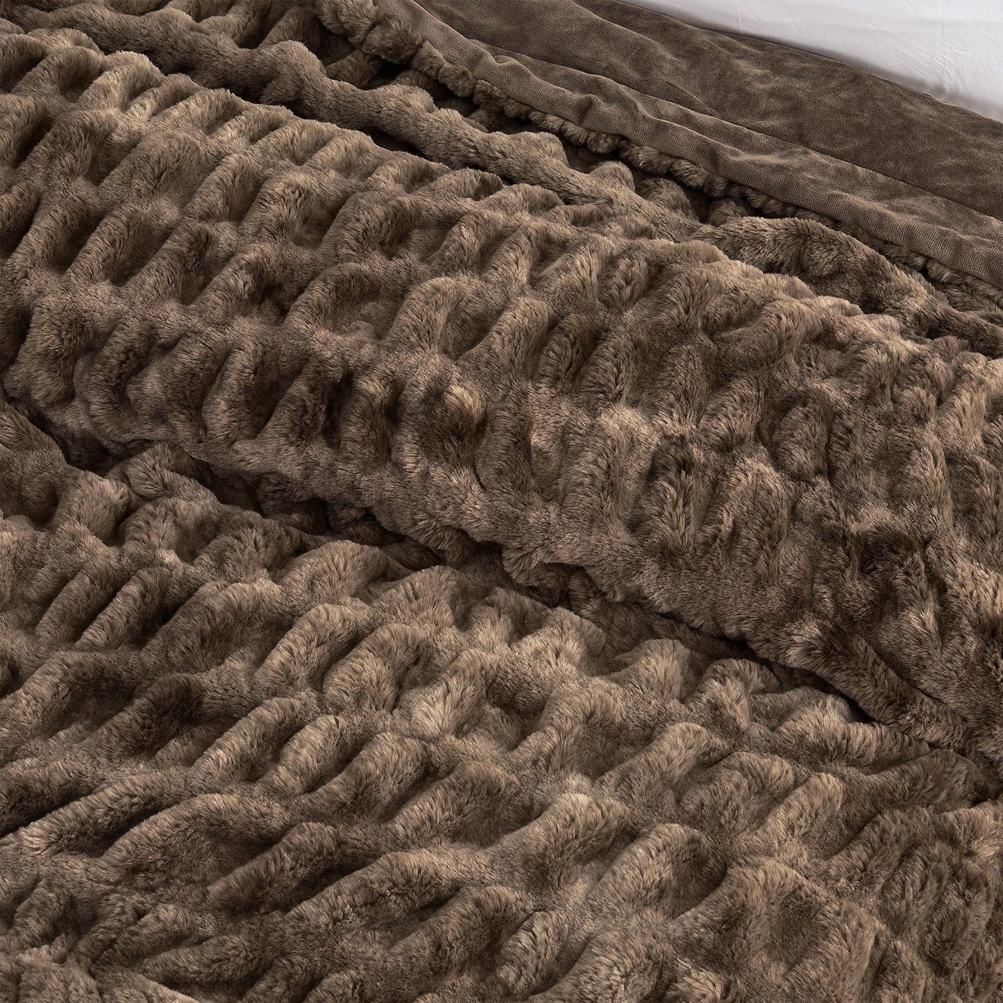 Ruched Faux Fur Throw Blanket - Alondra Collection from PriceLows™