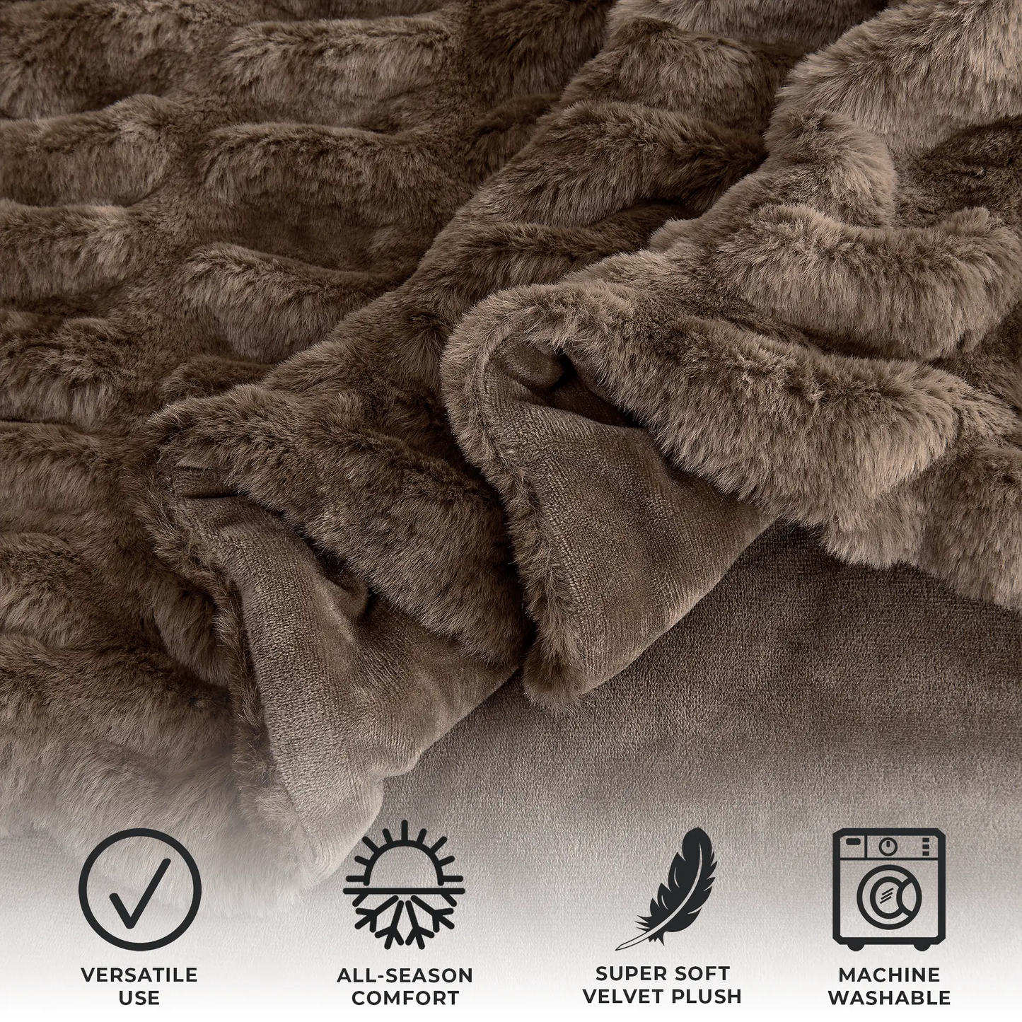 Ruched Faux Fur Throw Blanket - Alondra Collection from PriceLows™
