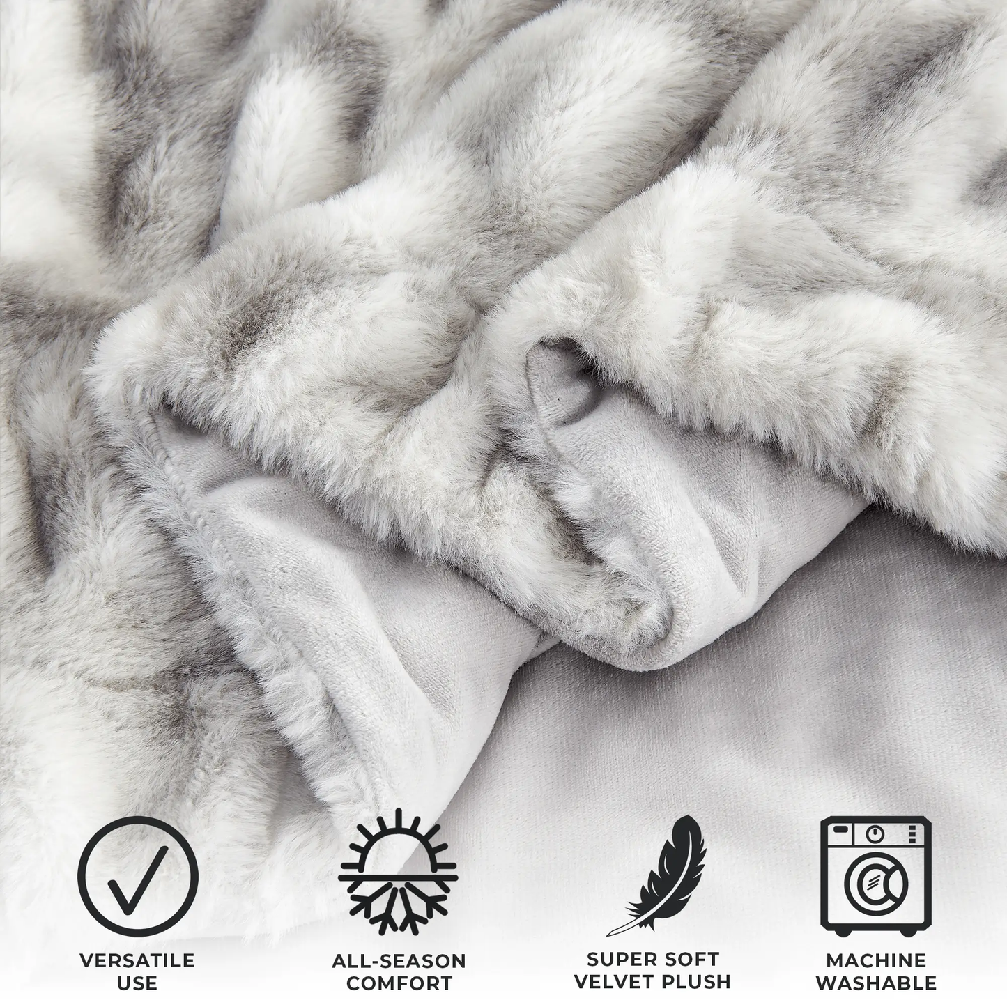 Ruched Faux Fur Throw Blanket - Alondra Collection from PriceLows™