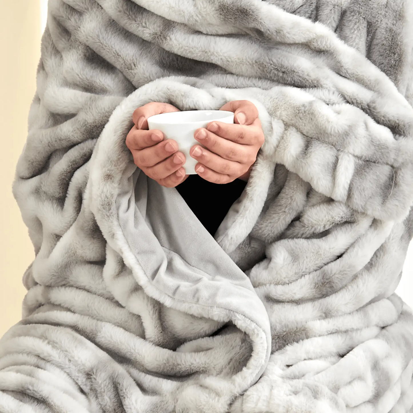 Ruched Faux Fur Throw Blanket - Alondra Collection from PriceLows™