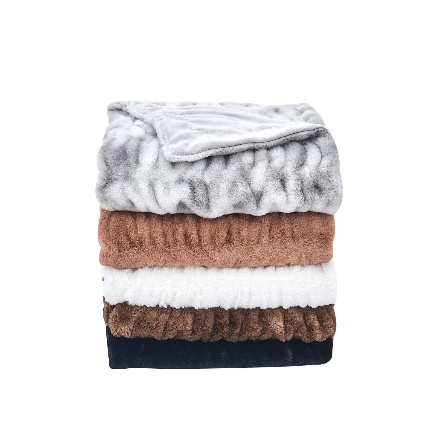 Ruched Faux Fur Throw Blanket - Alondra Collection from PriceLows™