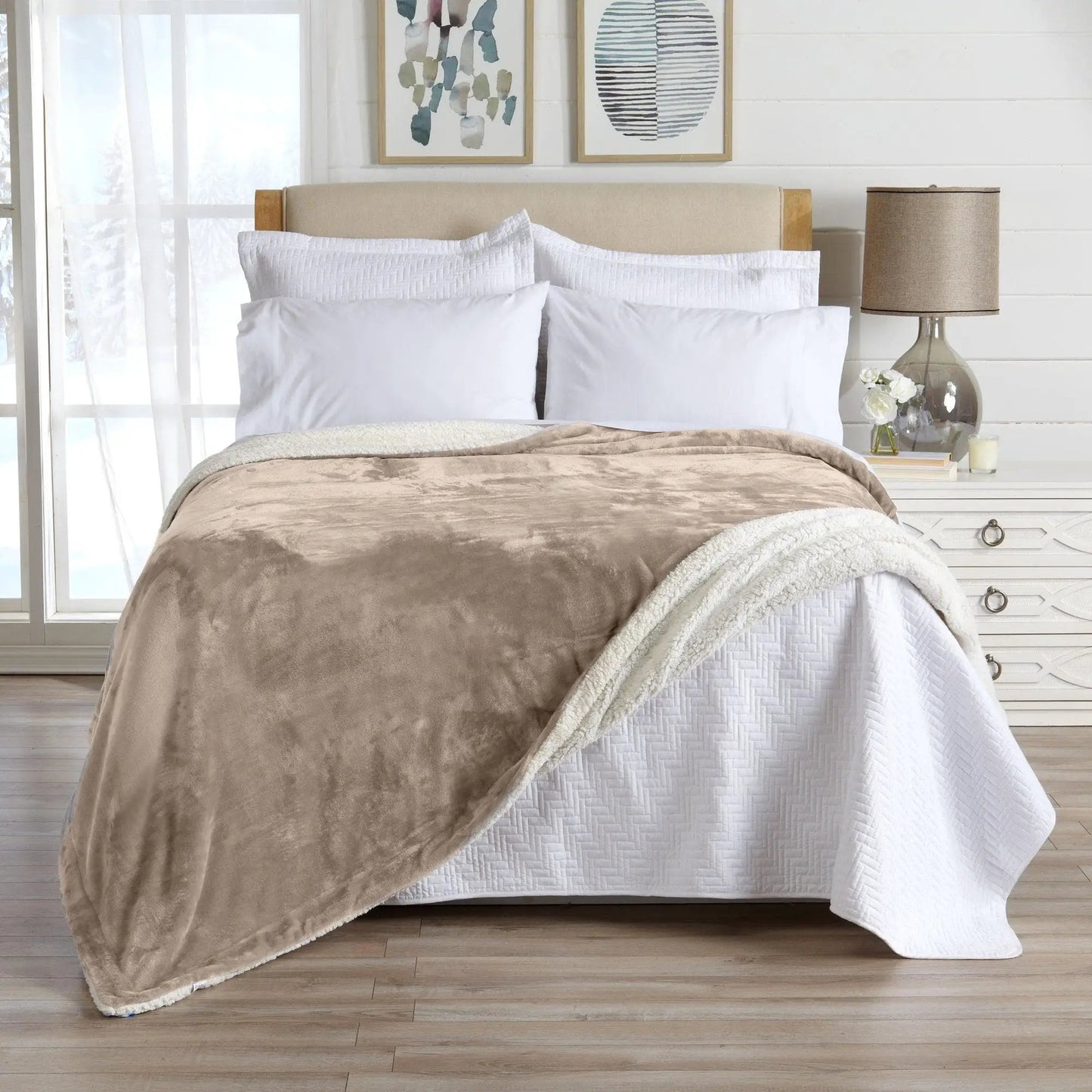 Velvet Plush Sherpa Luxury Bed Blanket - Kinsley Collection from PriceLows™
