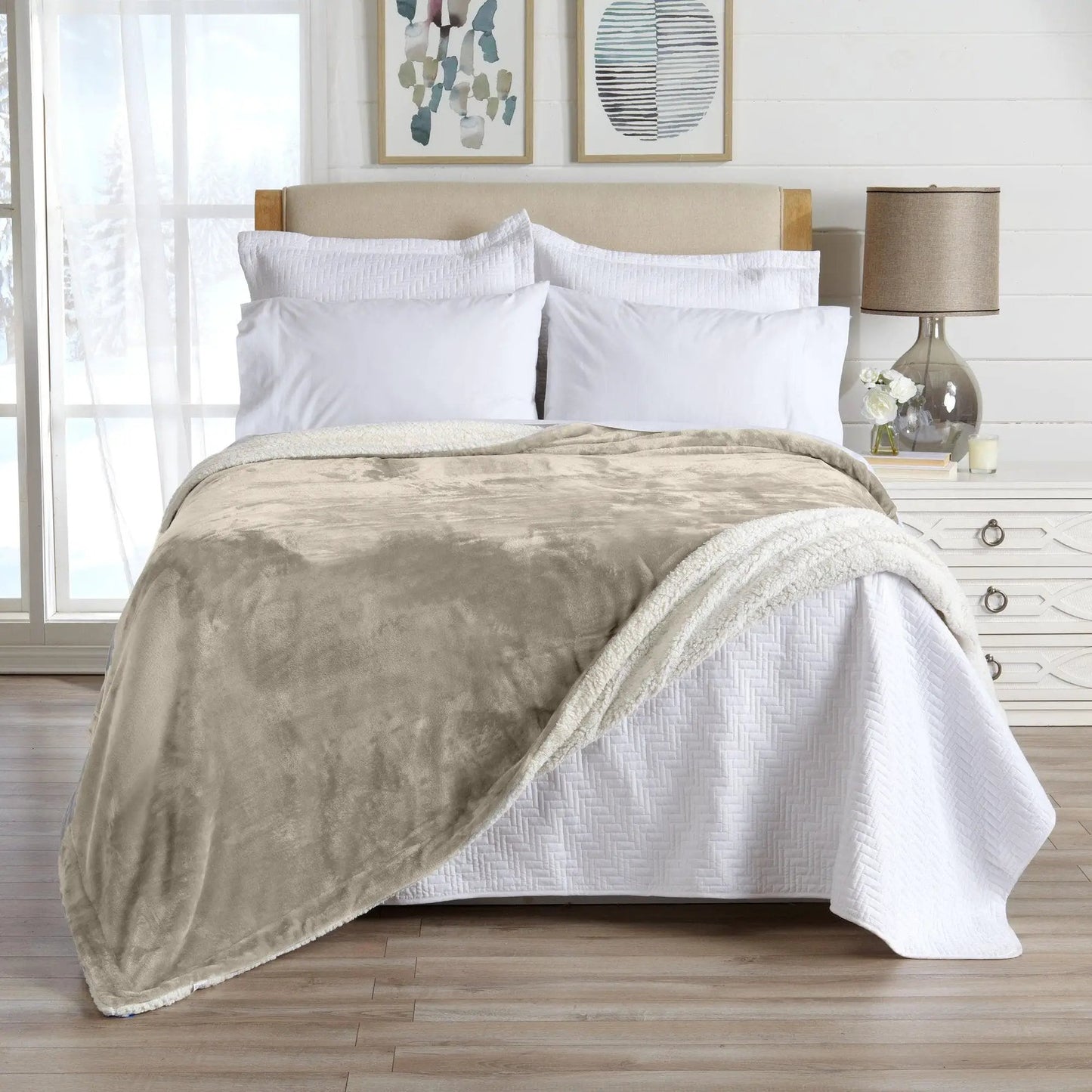 Velvet Plush Sherpa Luxury Bed Blanket - Kinsley Collection from PriceLows™