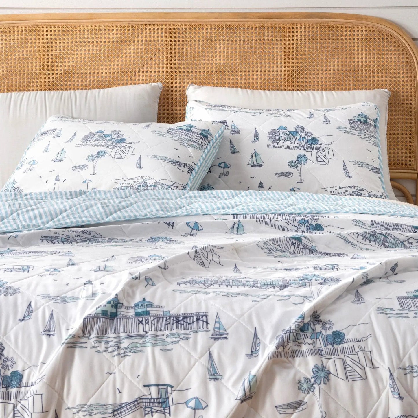 Coastal Toile Quilt Set - Cape Elizabeth Collection from PriceLows™