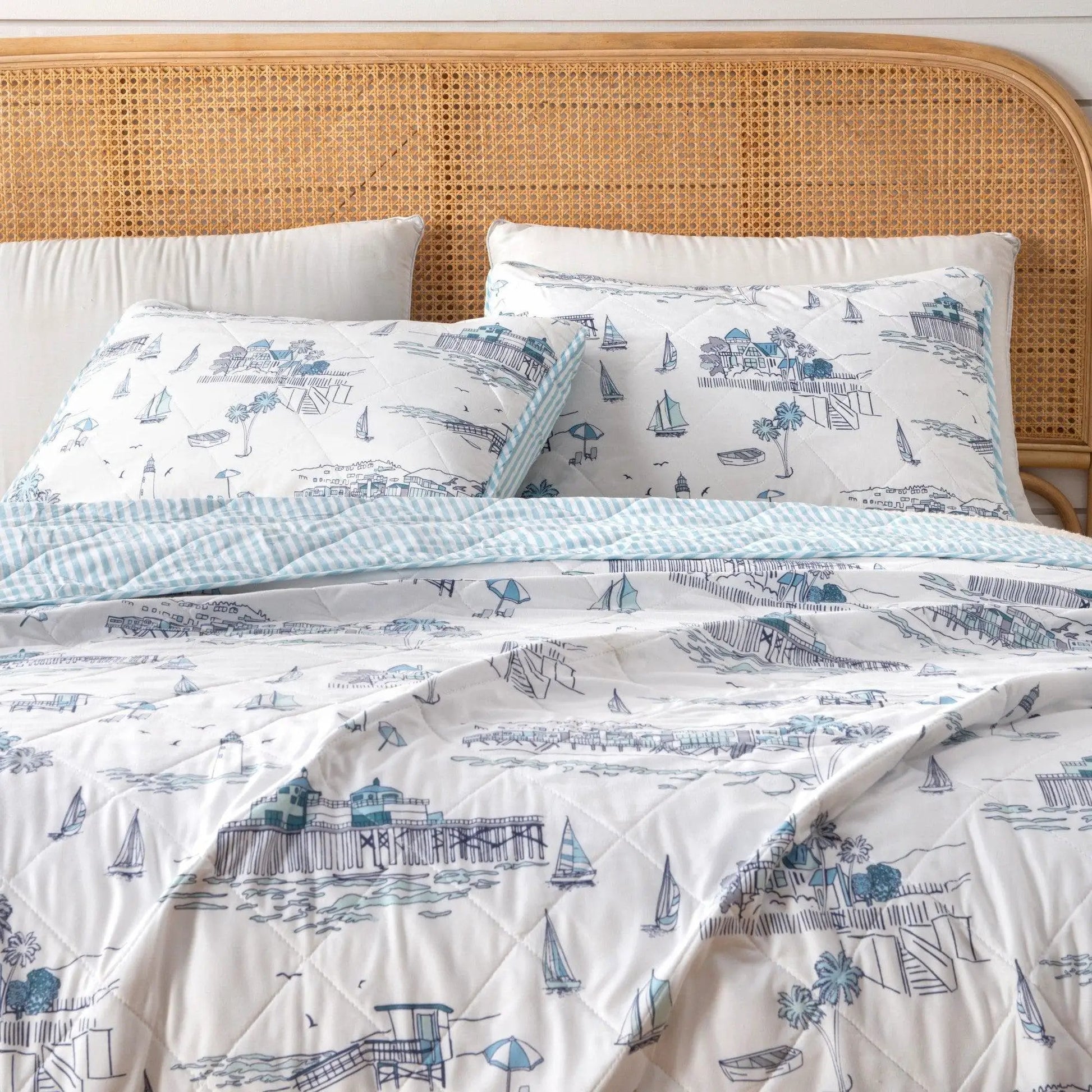 Coastal Toile Quilt Set - Cape Elizabeth Collection from PriceLows™