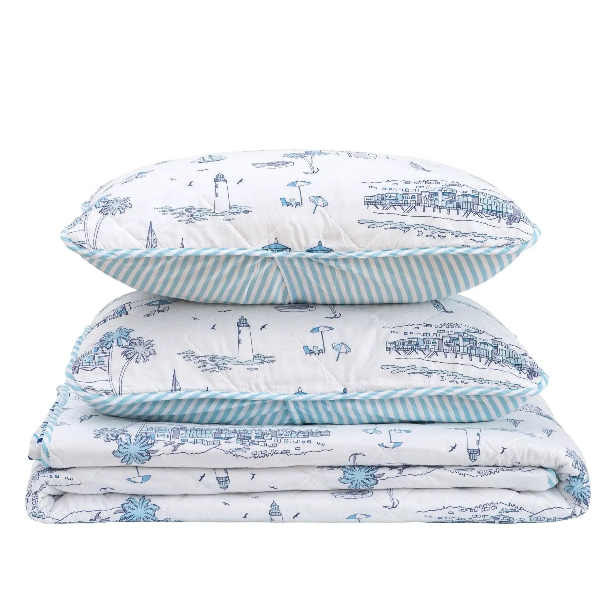Coastal Toile Quilt Set - Cape Elizabeth Collection from PriceLows™