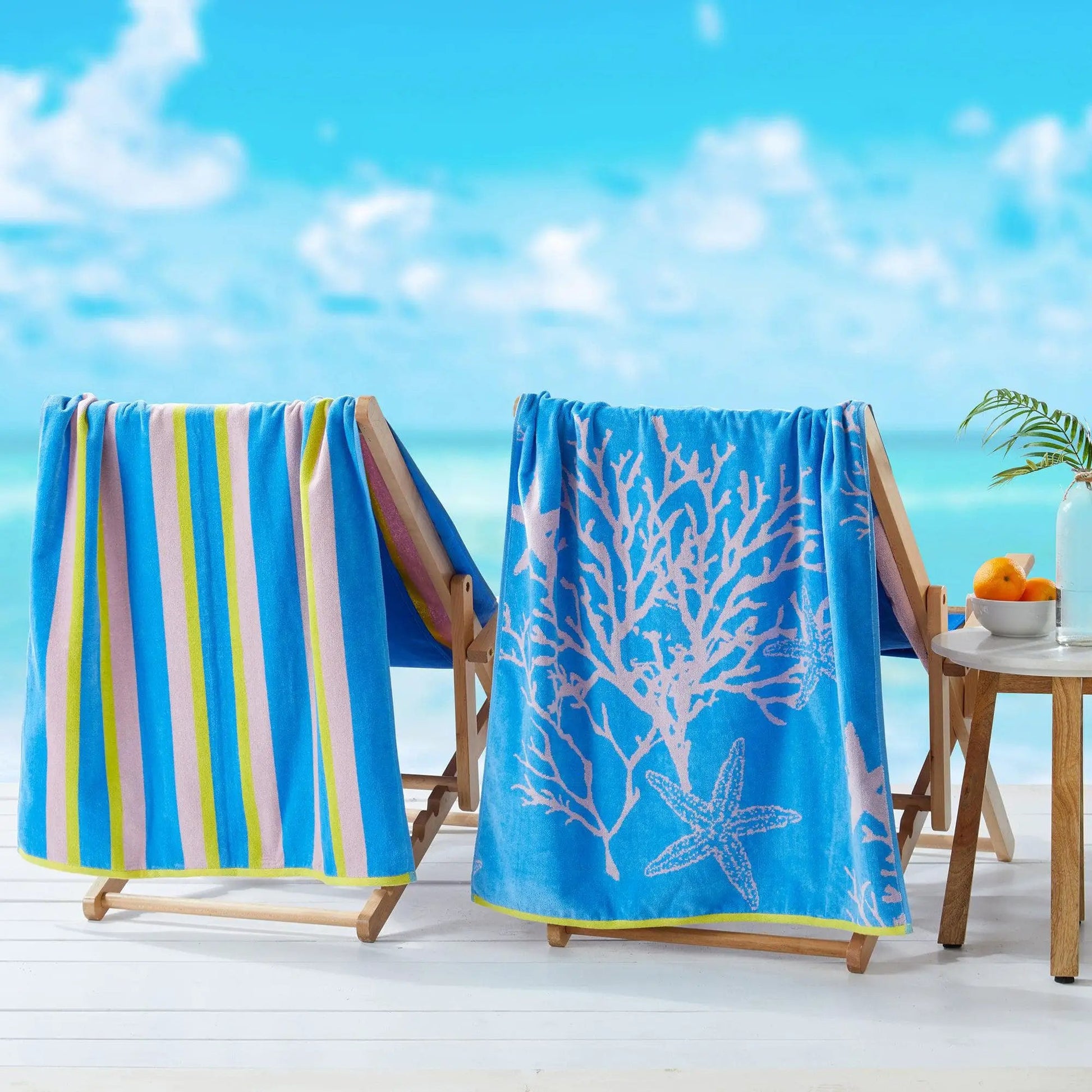 2 Pack 100% Cotton Jacquard Beach Towels - Playa Collection from PriceLows™