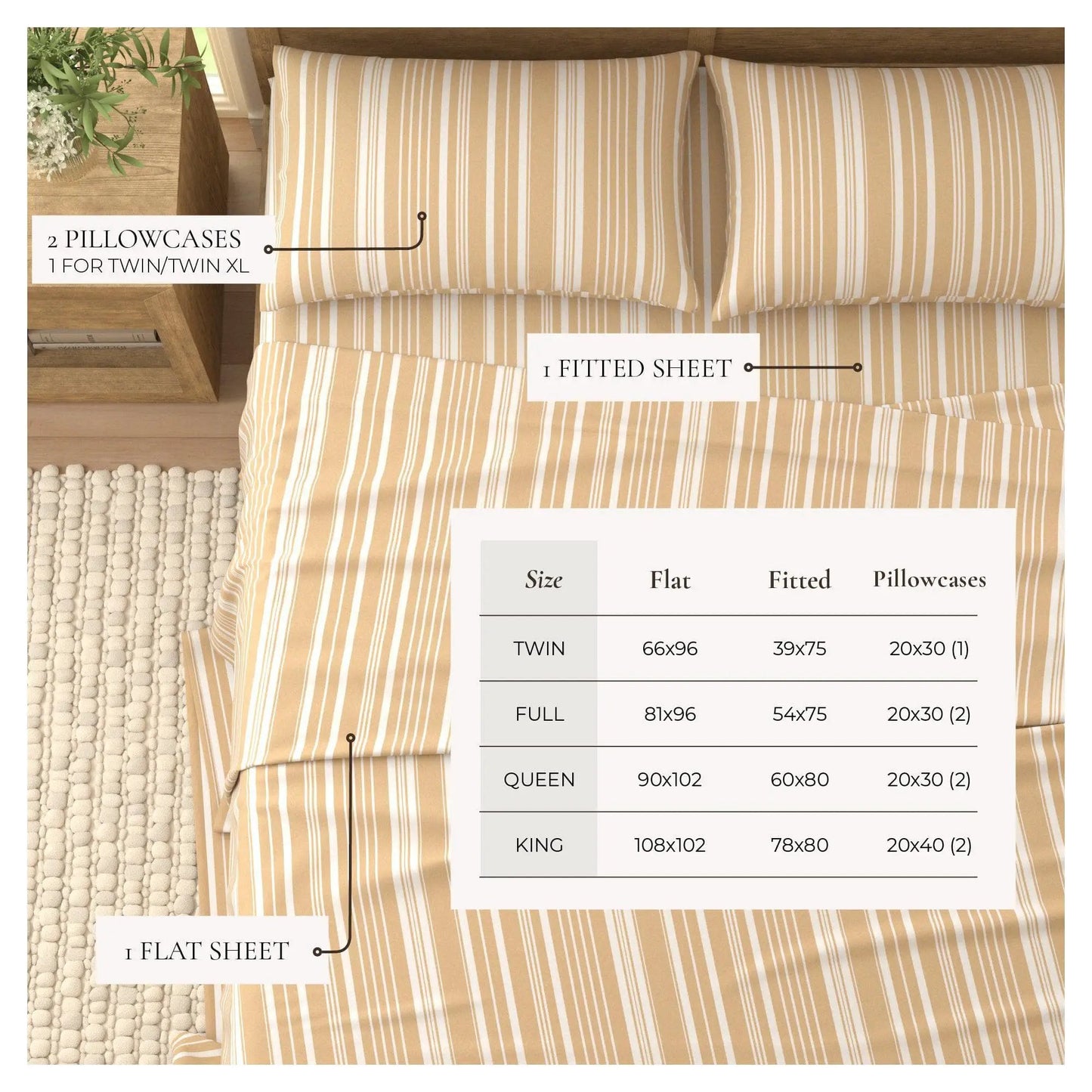 Striped Sheet Set - Elouise Collection from PriceLows™