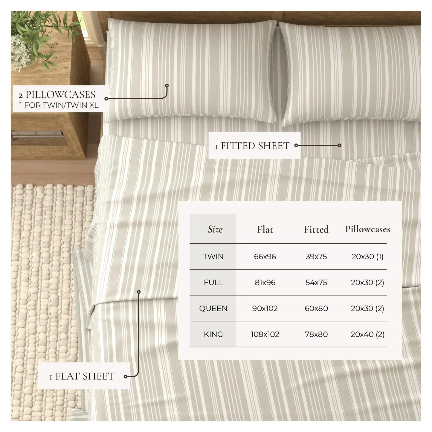 Striped Sheet Set - Elouise Collection from PriceLows™