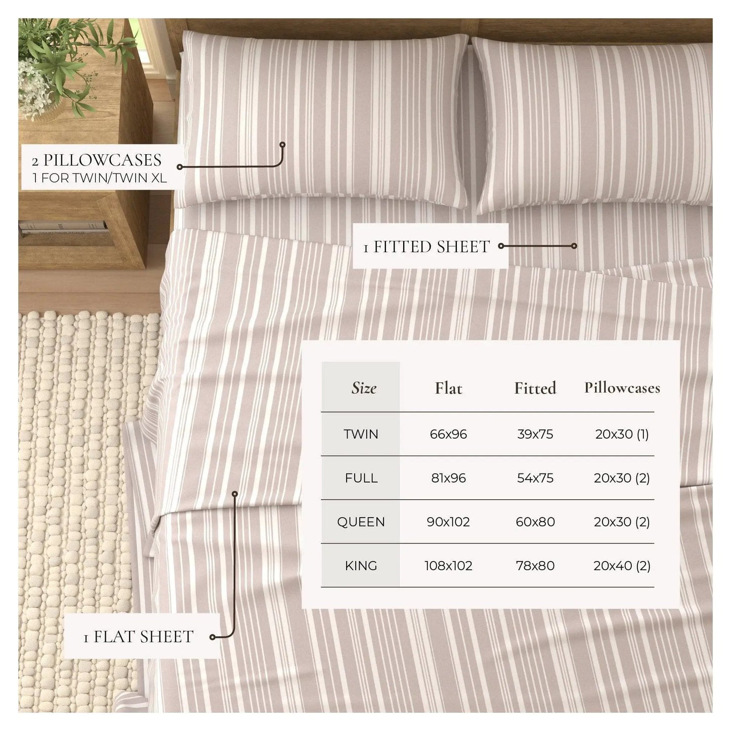 Striped Sheet Set - Elouise Collection from PriceLows™