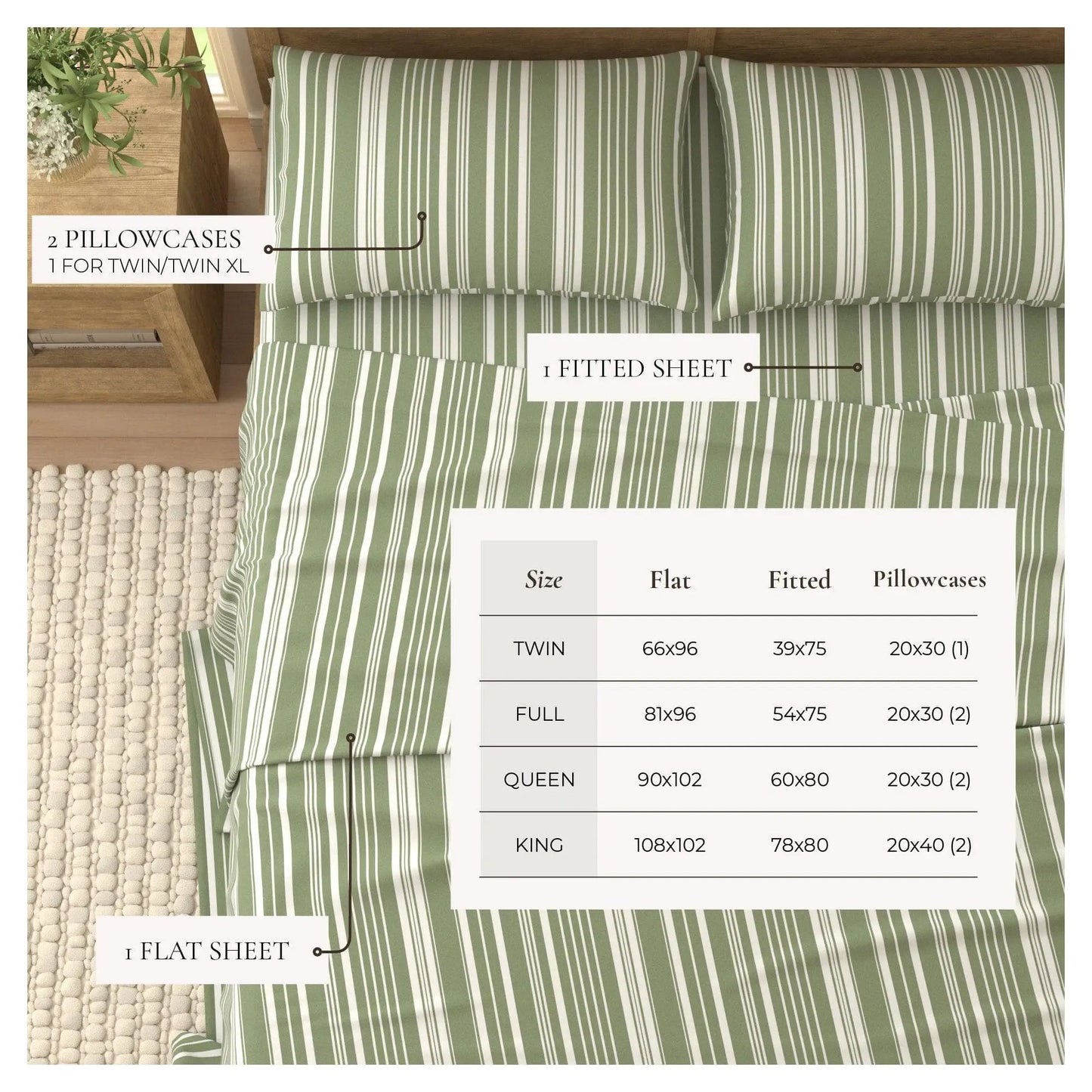 Striped Sheet Set - Elouise Collection from PriceLows™