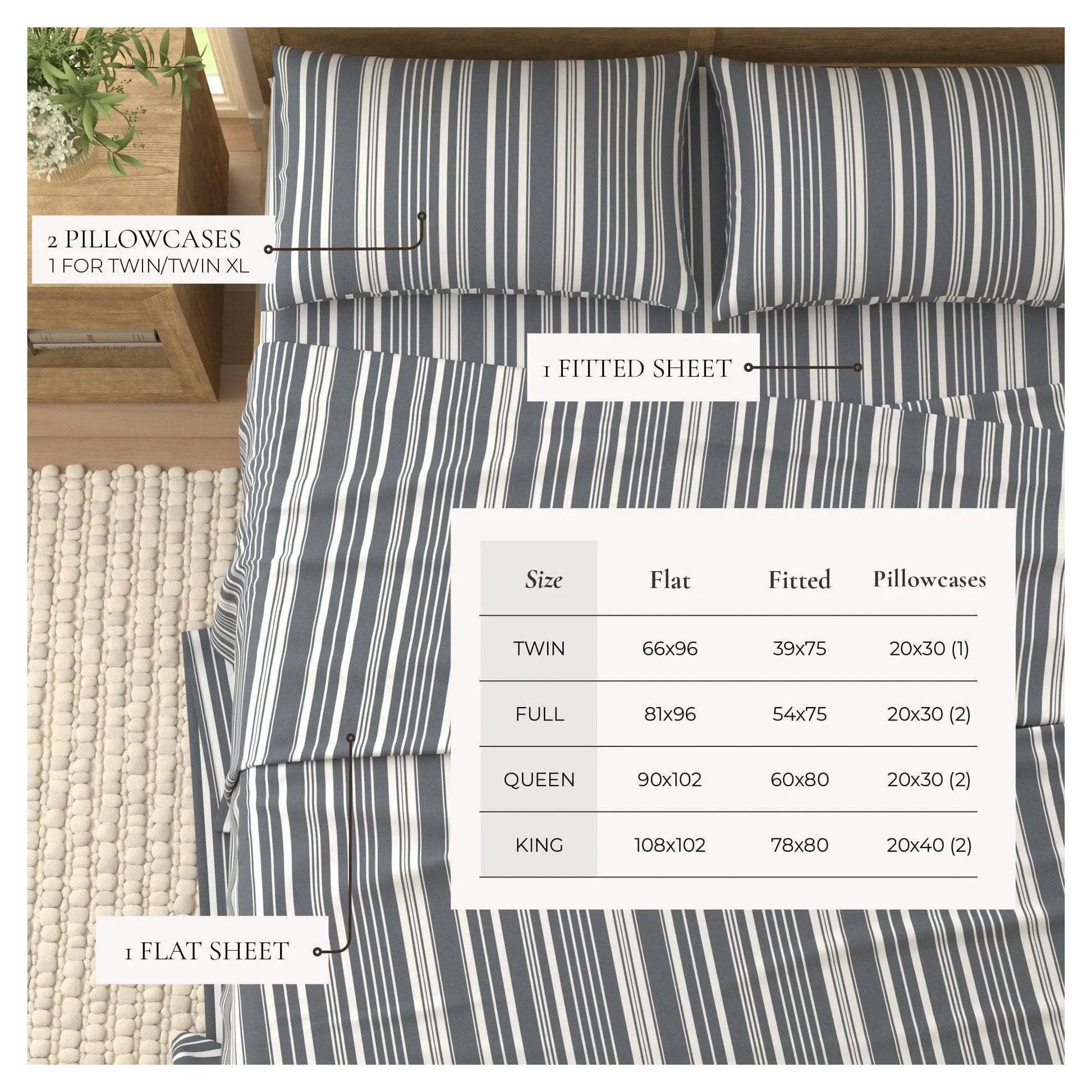 Striped Sheet Set - Elouise Collection from PriceLows™