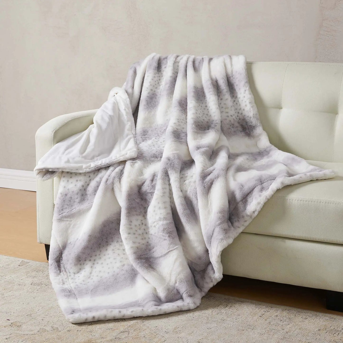 Faux Fur Printed Throw Blanket - Aaliyah Collection from PriceLows™