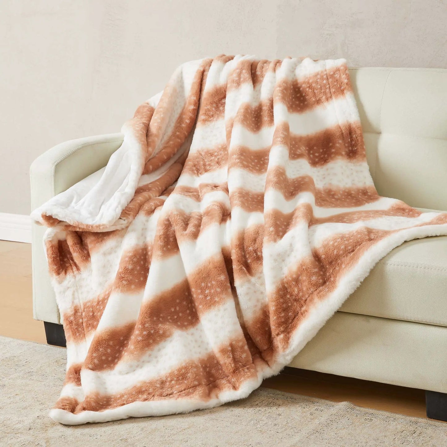 Faux Fur Printed Throw Blanket - Aaliyah Collection from PriceLows™