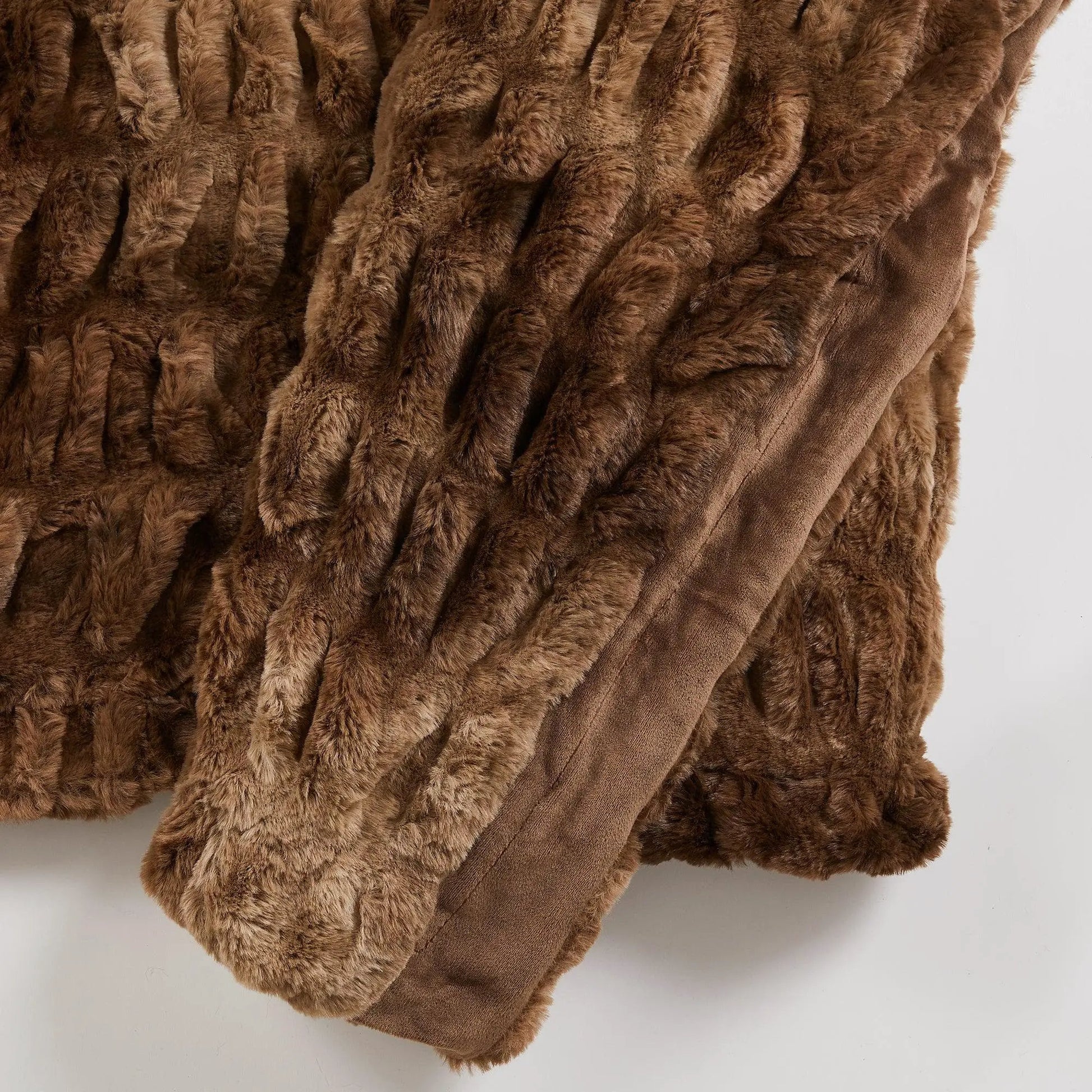 Ruched Faux Fur Throw Blanket - Alondra Collection from PriceLows™