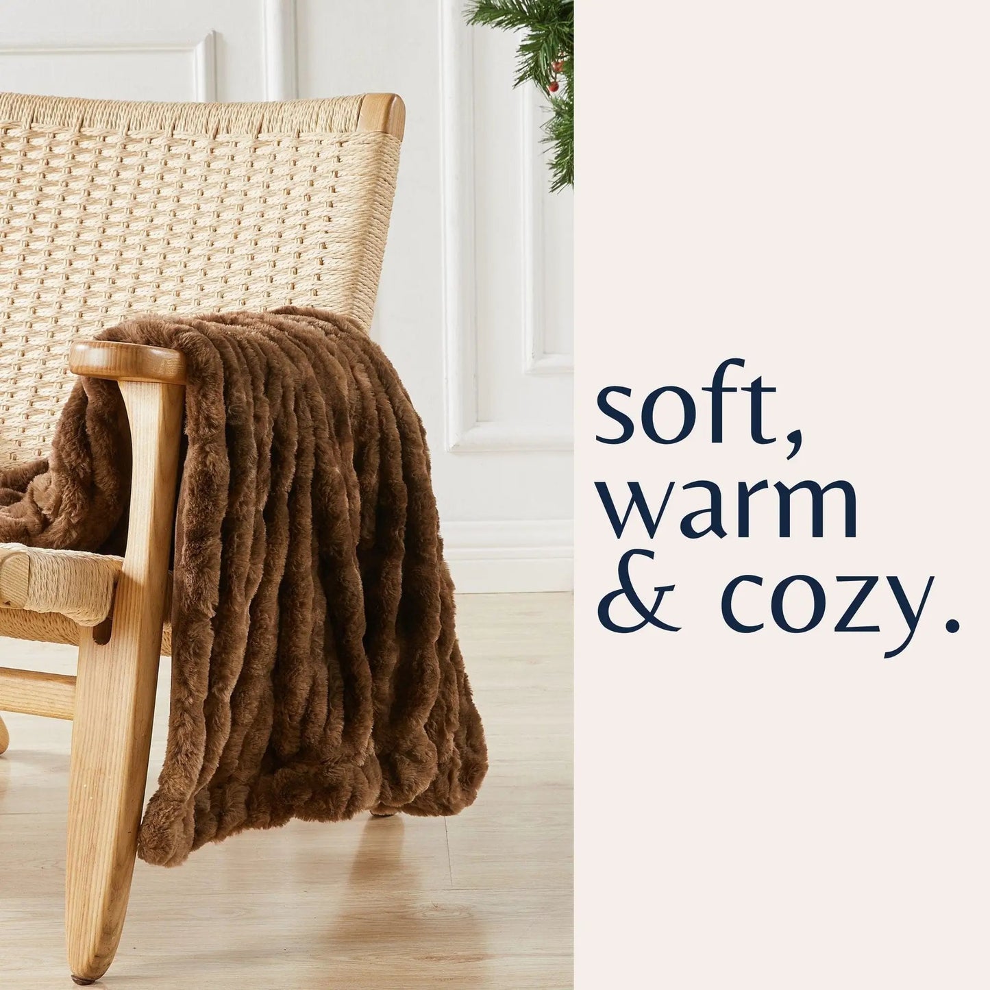 Ruched Faux Fur Throw Blanket - Alondra Collection from PriceLows™