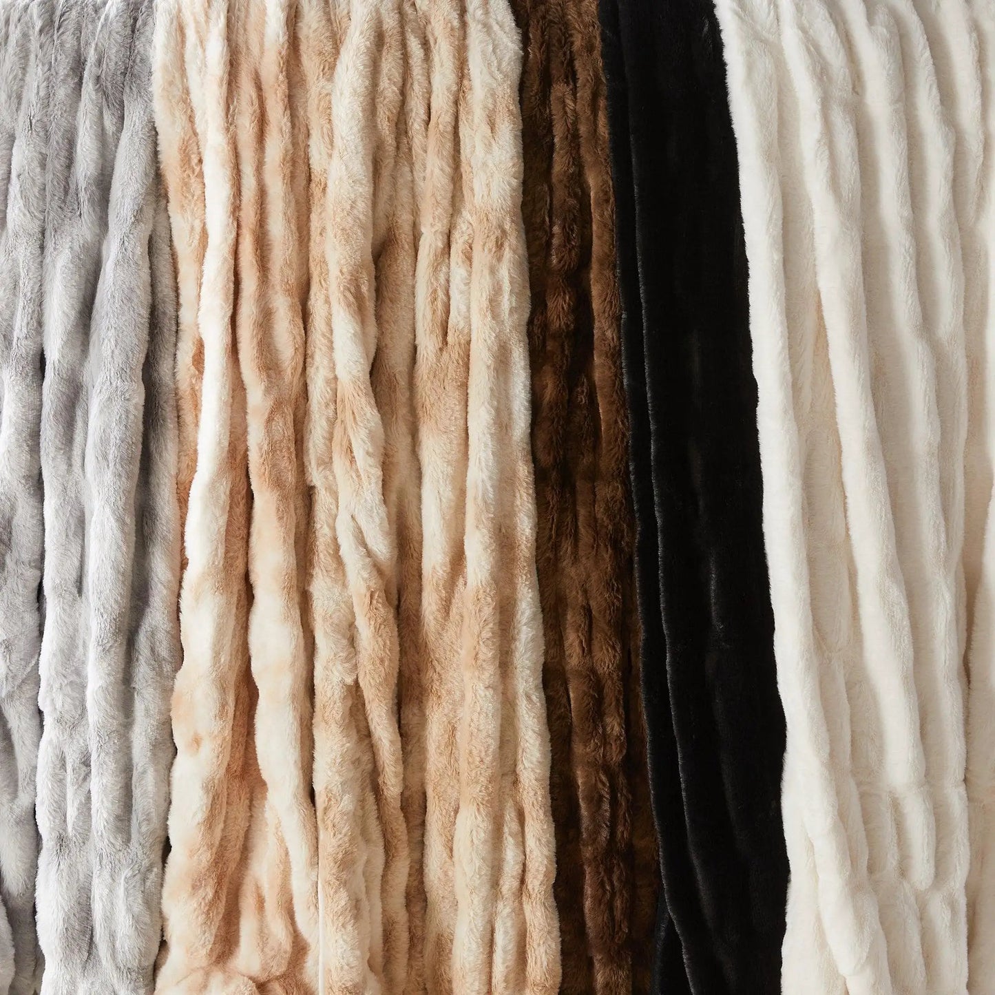 Ruched Faux Fur Throw Blanket - Alondra Collection from PriceLows™