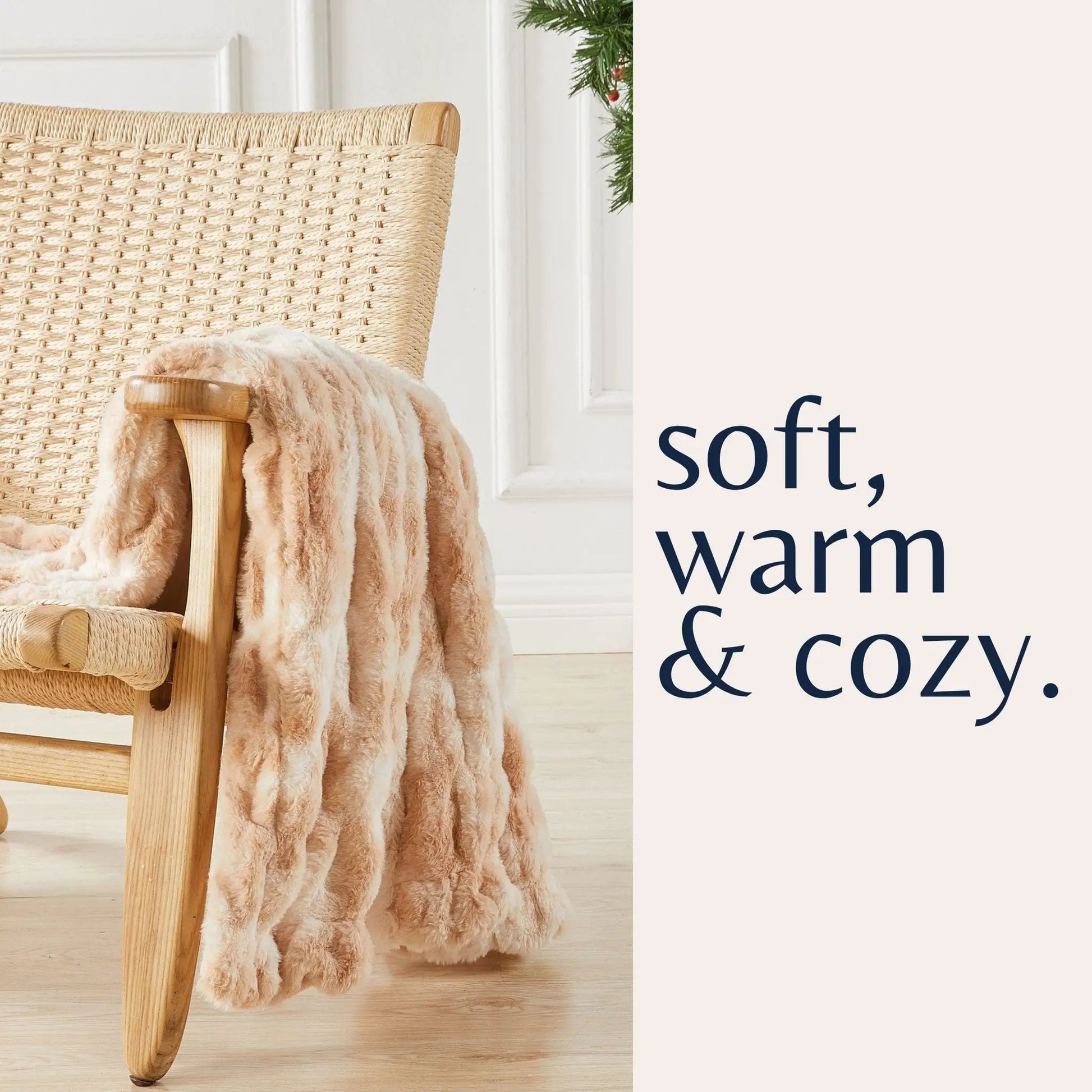 Ruched Faux Fur Throw Blanket - Alondra Collection from PriceLows™