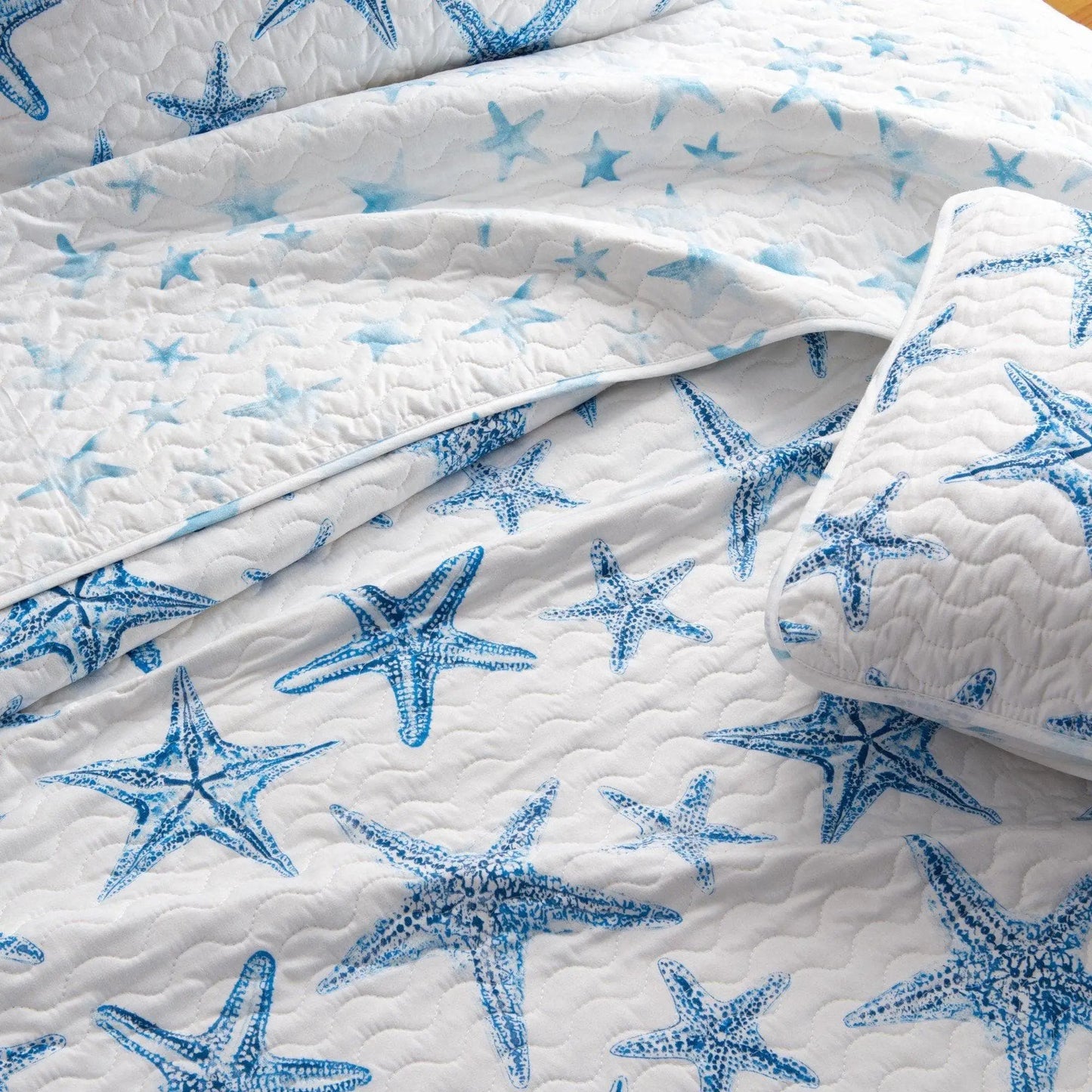 Blue Seashell Coastal Quilt Set - Trinidad Collection from PriceLows™