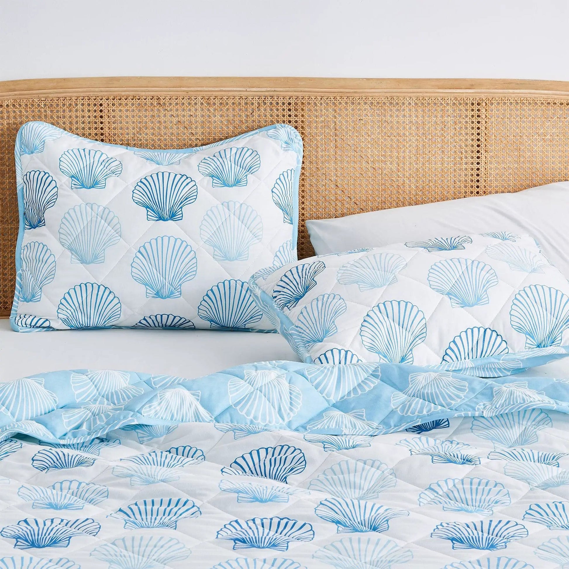 Coastal Blue Seashell Quilt Set - Cersi Collection from PriceLows™