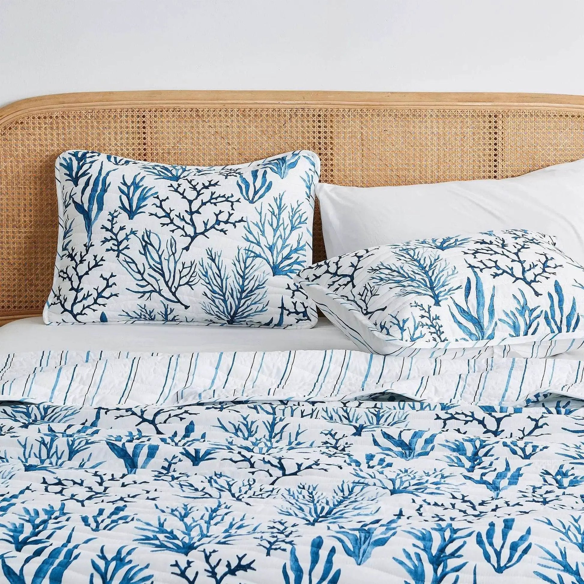 Coastal Navy Coral Quilt Set - Saelia Collection from PriceLows™