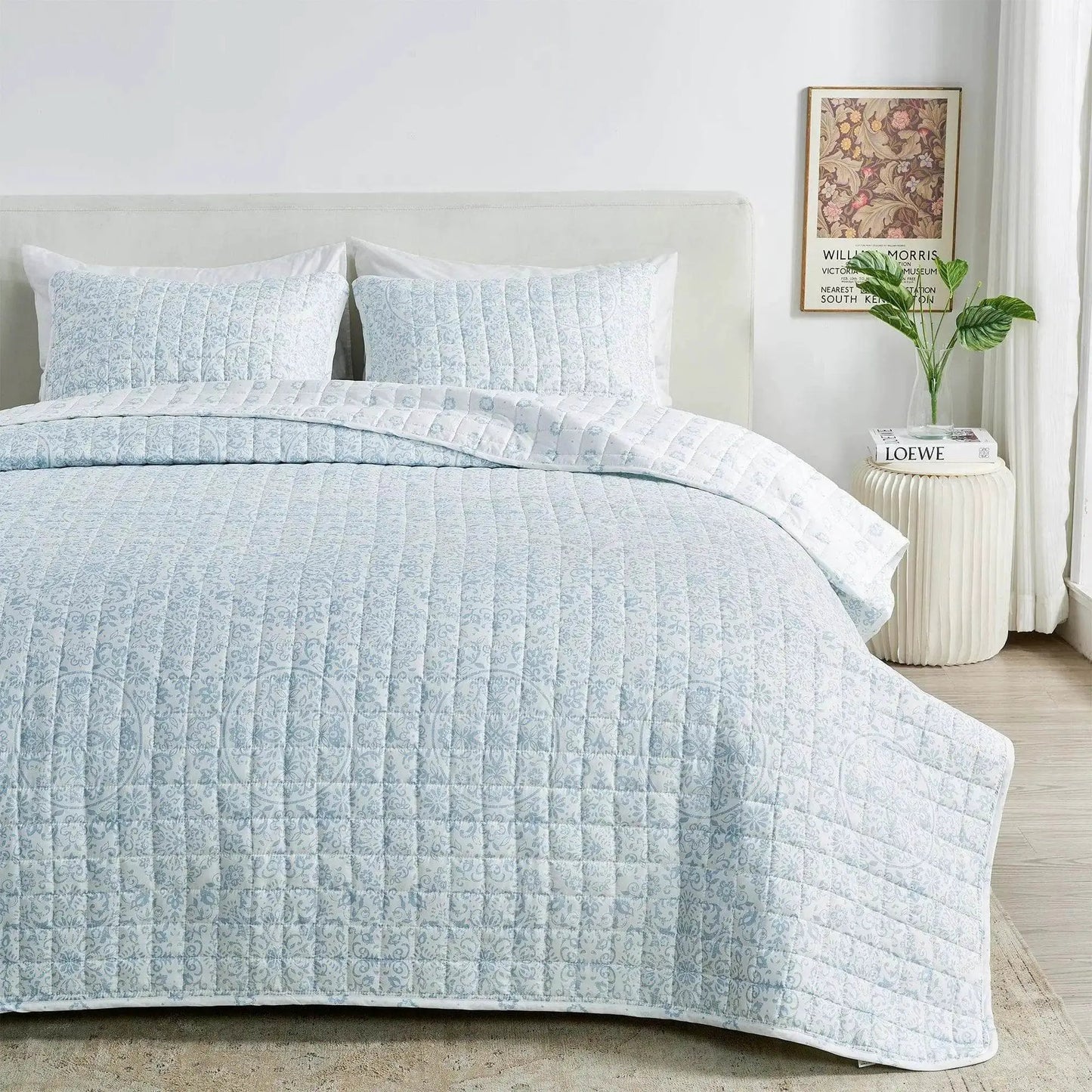Floral Medallion Printed Microfiber Quilt Set - Kaleigh Collection from PriceLows™