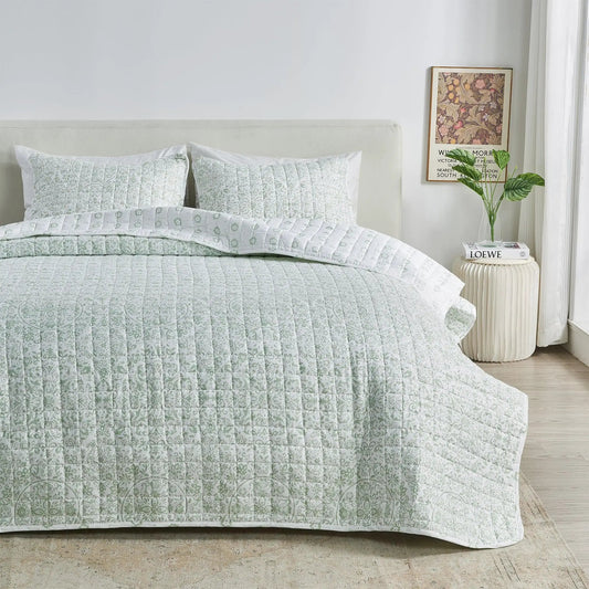 Floral Medallion Printed Microfiber Quilt Set - Kaleigh Collection from PriceLows™