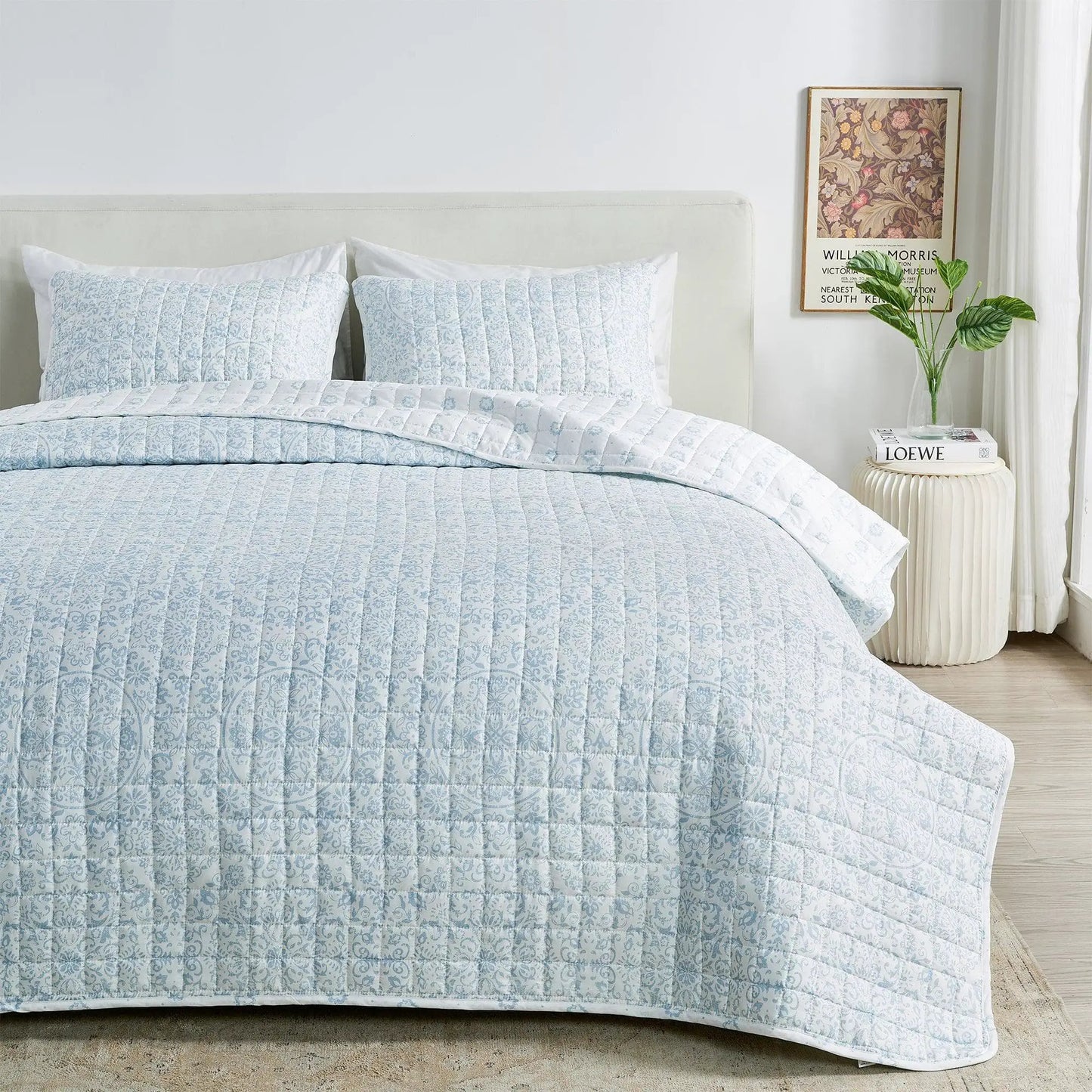 Floral Medallion Printed Microfiber Quilt Set - Kaleigh Collection from PriceLows™