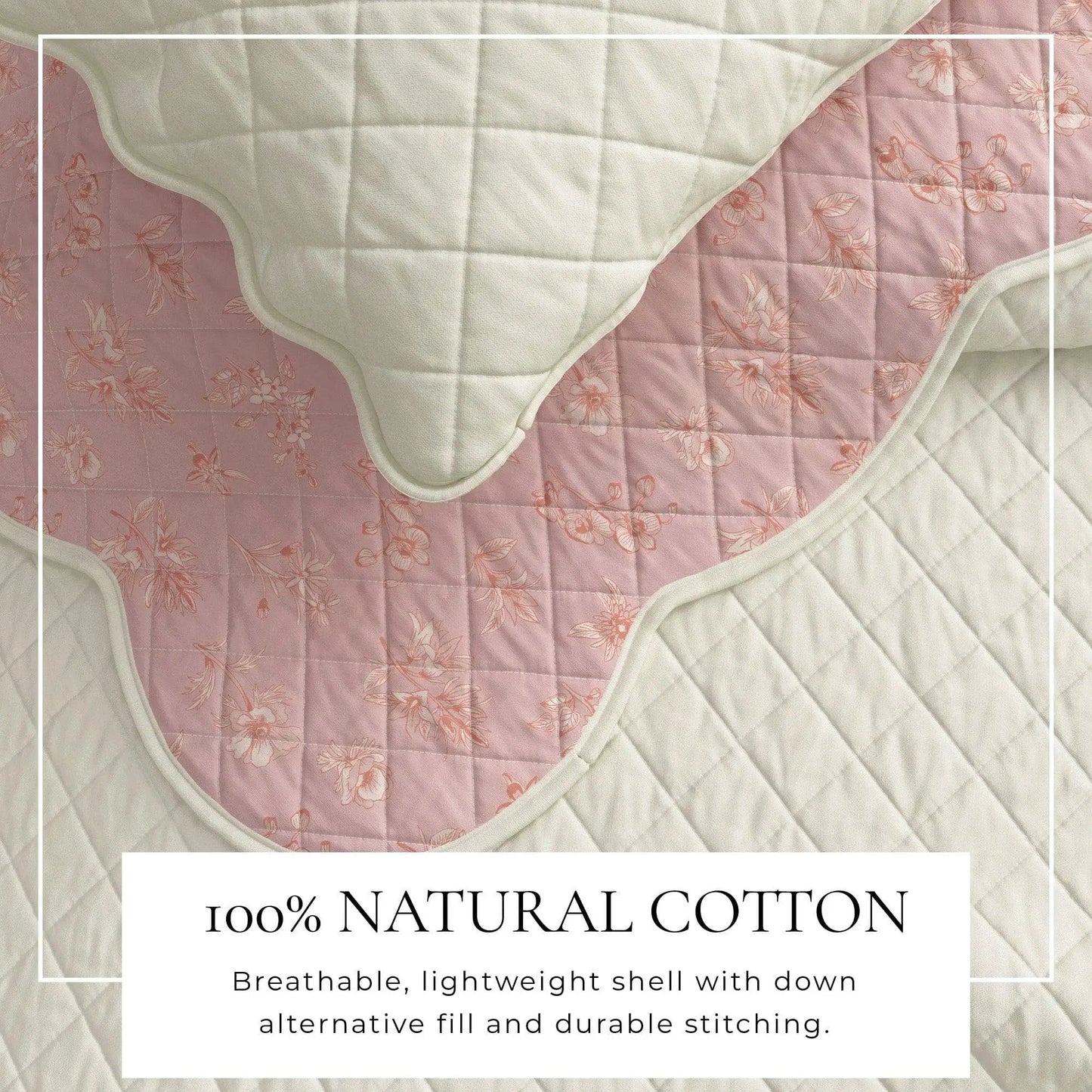 Floral Print & Scallopeded Edge Cotton Quilt Set - Sandie Collection from PriceLows™