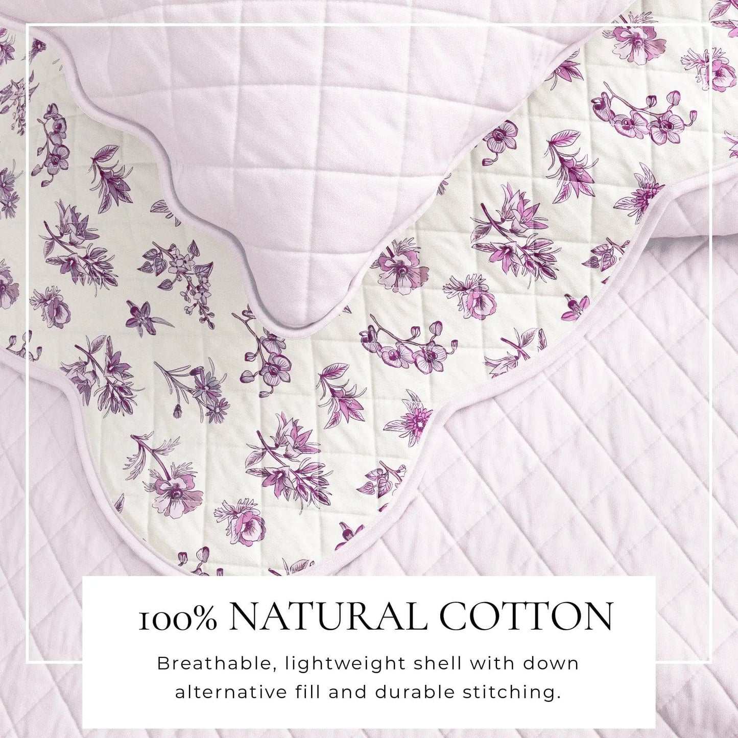 Floral Print & Scallopeded Edge Cotton Quilt Set - Sandie Collection from PriceLows™