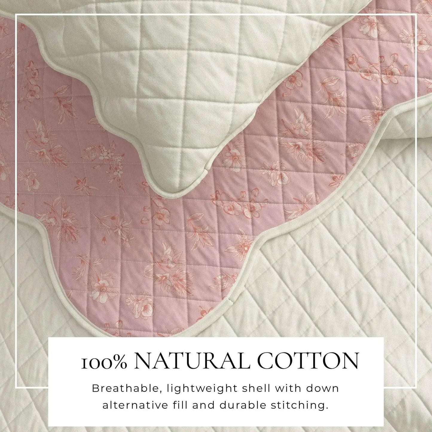 Floral Print & Scallopeded Edge Cotton Quilt Set - Sandie Collection from PriceLows™