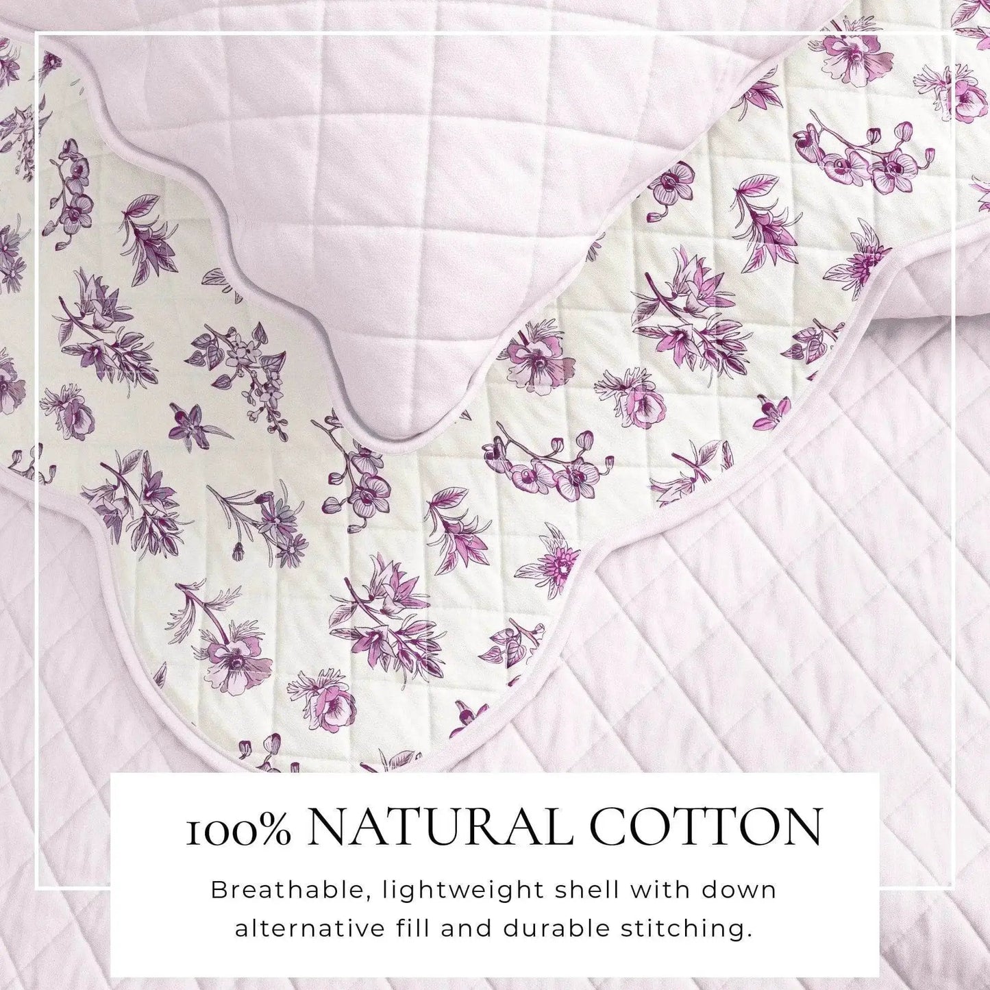 Floral Print & Scallopeded Edge Cotton Quilt Set - Sandie Collection from PriceLows™