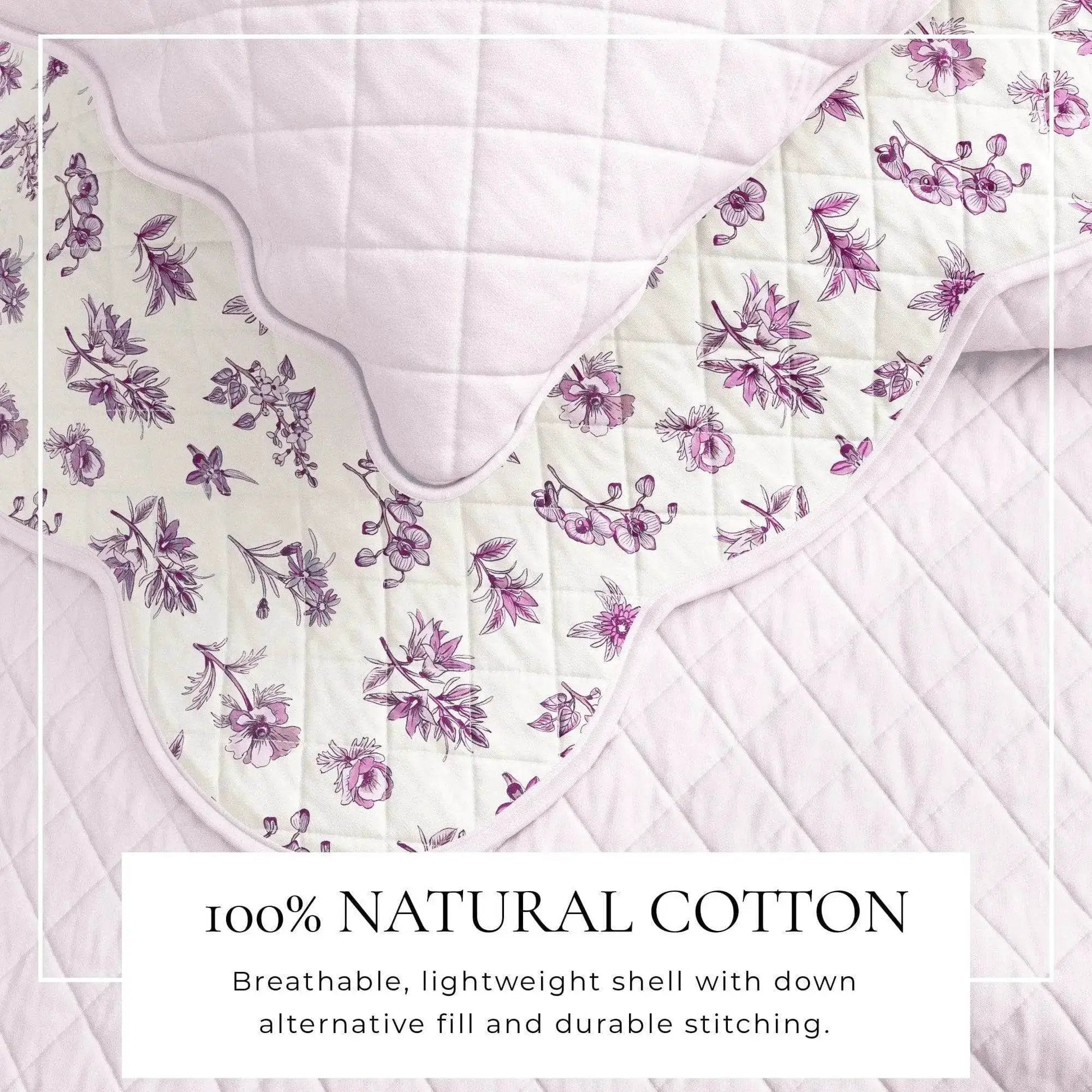 Floral Print & Scallopeded Edge Cotton Quilt Set - Sandie Collection from PriceLows™