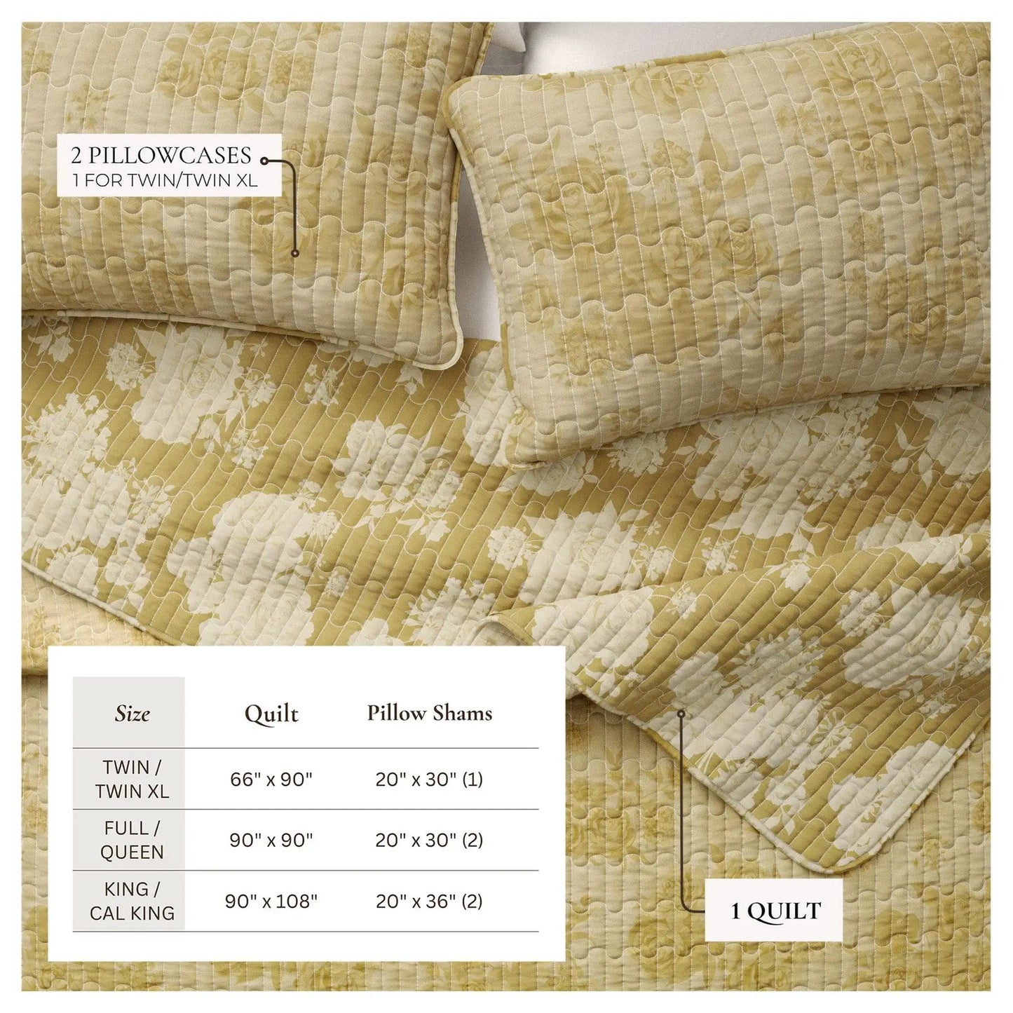 Floral Printed Cotton Quilt Set - Corin Collection from PriceLows™