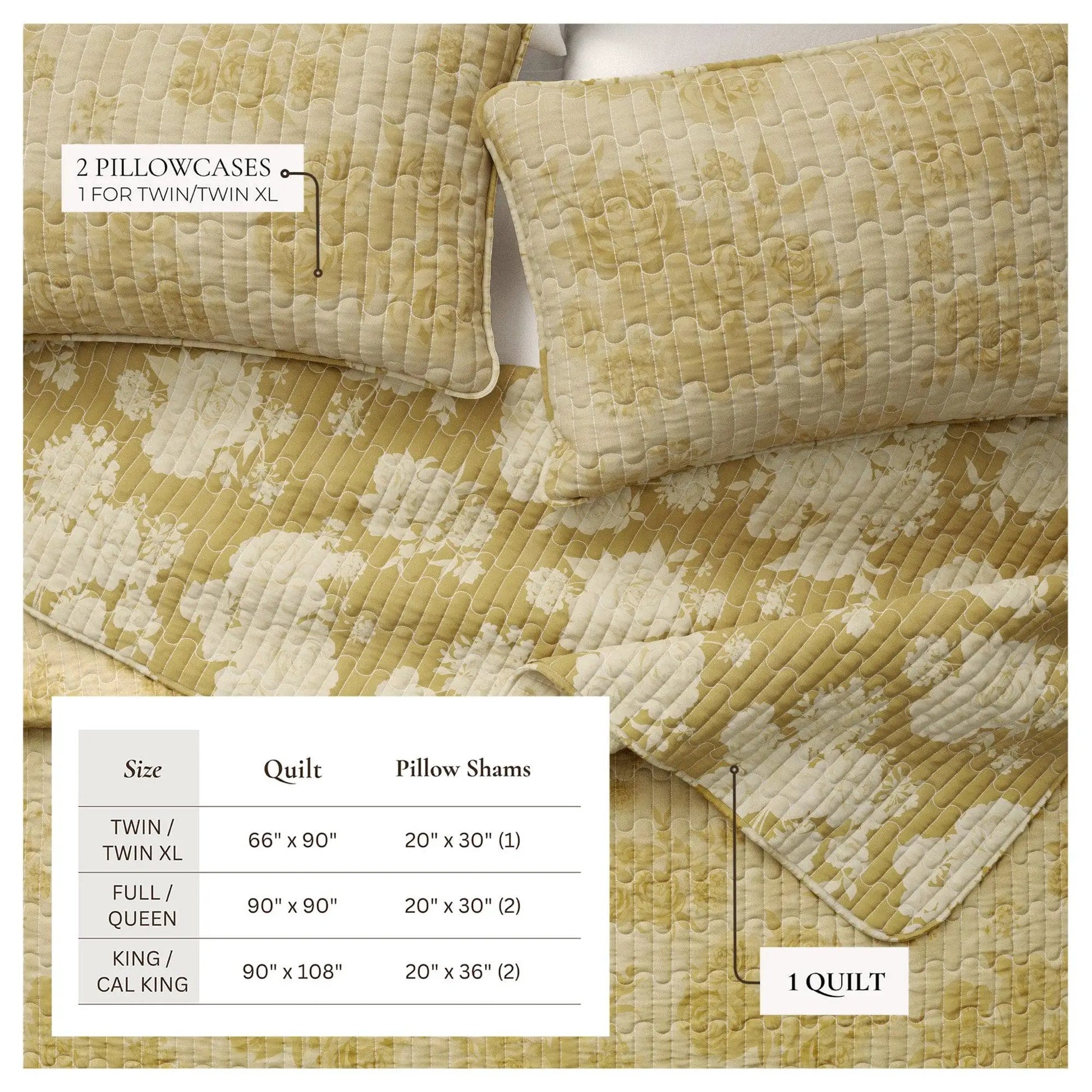 Floral Printed Cotton Quilt Set - Corin Collection from PriceLows™
