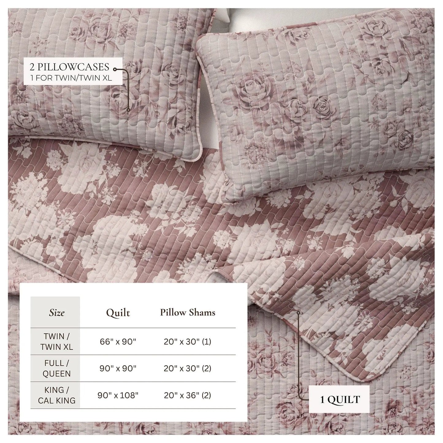 Floral Printed Cotton Quilt Set - Corin Collection from PriceLows™
