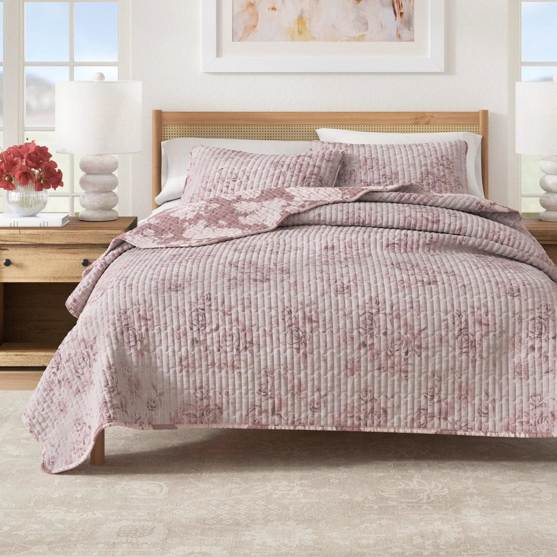 Floral Printed Cotton Quilt Set - Corin Collection from PriceLows™