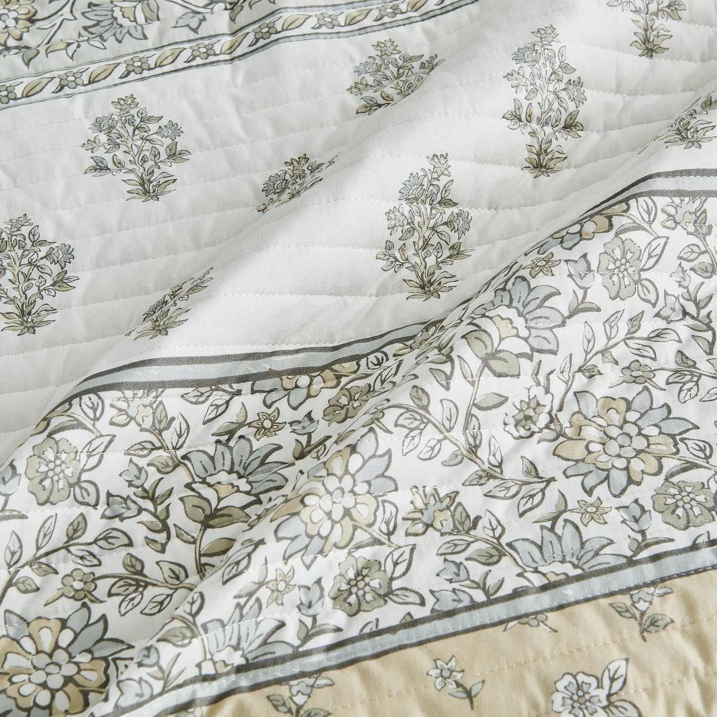 Floral Striped Microfiber Quilt Set - Hermine Collection from PriceLows™